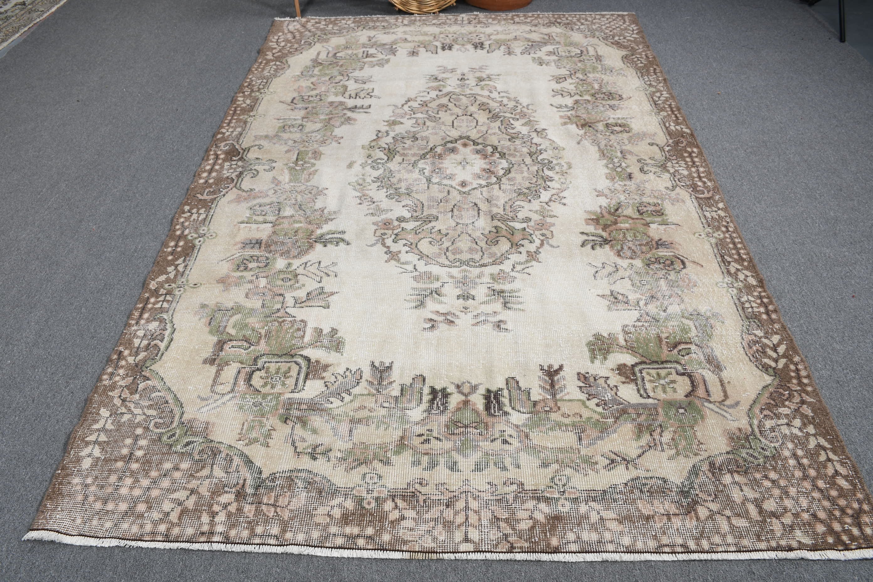 Beige  5.7x8.9 ft Large Rugs, Turkish Rugs, Living Room Rug, Salon Rug, Anatolian Rug, Old Rug, Antique Rug, Vintage Rugs