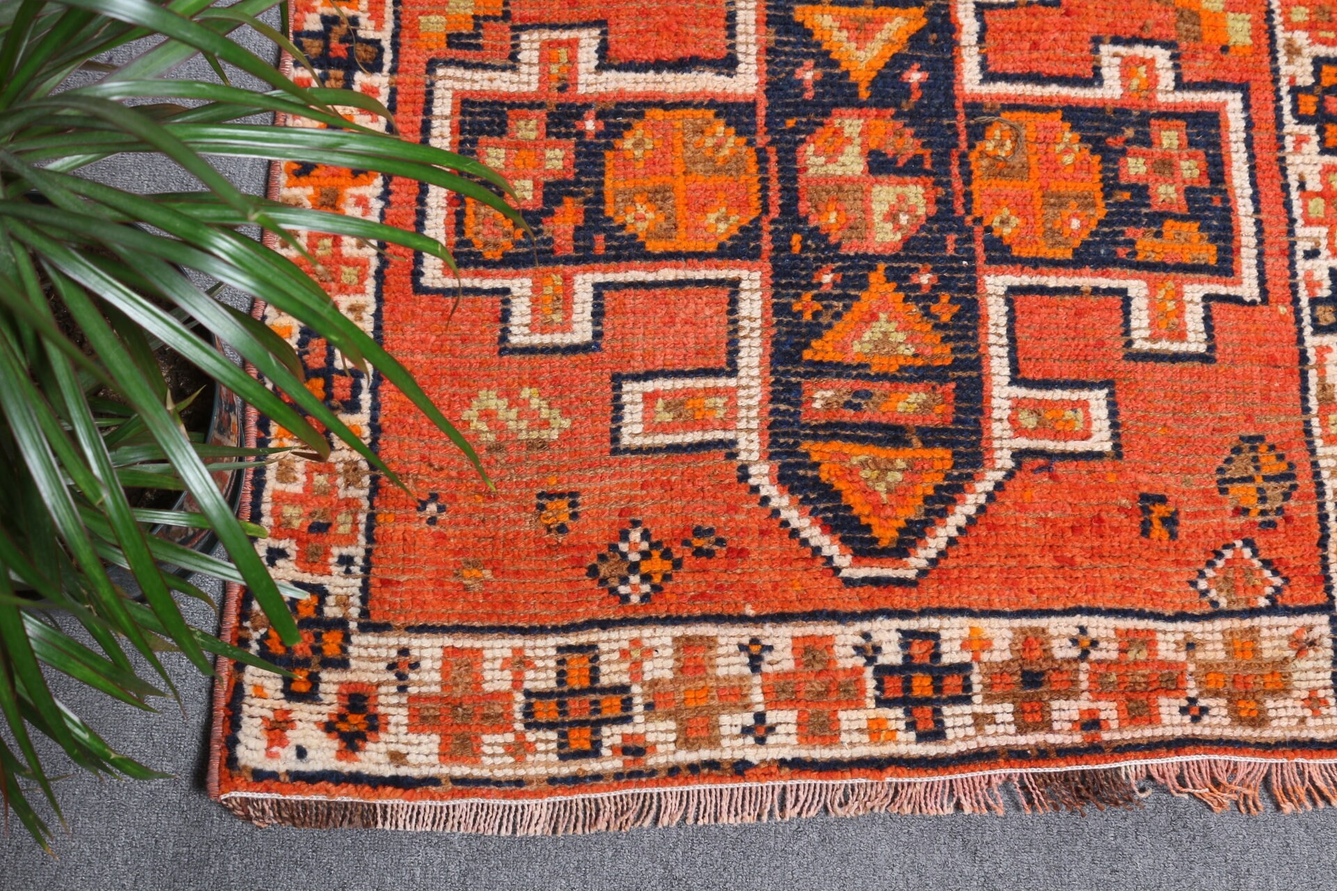 Floor Rugs, Turkish Rugs, Vintage Rug, Stair Rugs, Orange Anatolian Rugs, Bedroom Rugs, Hallway Rugs, 2.8x12.3 ft Runner Rug, Kitchen Rug