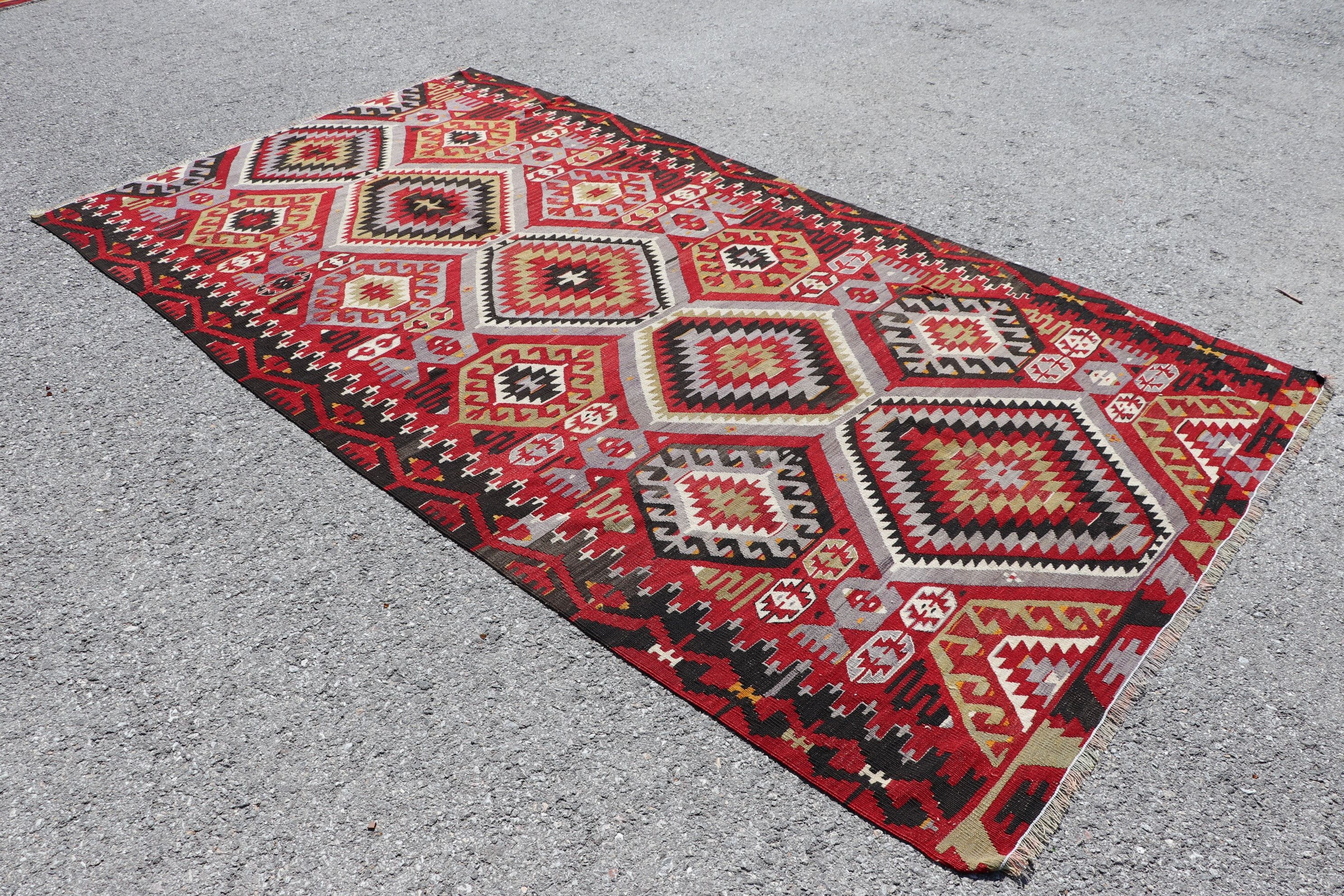 Vintage Rugs, Anatolian Rugs, 5.2x9.8 ft Large Rug, Turkish Rugs, Art Rugs, Kilim, Living Room Rug, Wool Rugs, Salon Rugs, Red Wool Rug