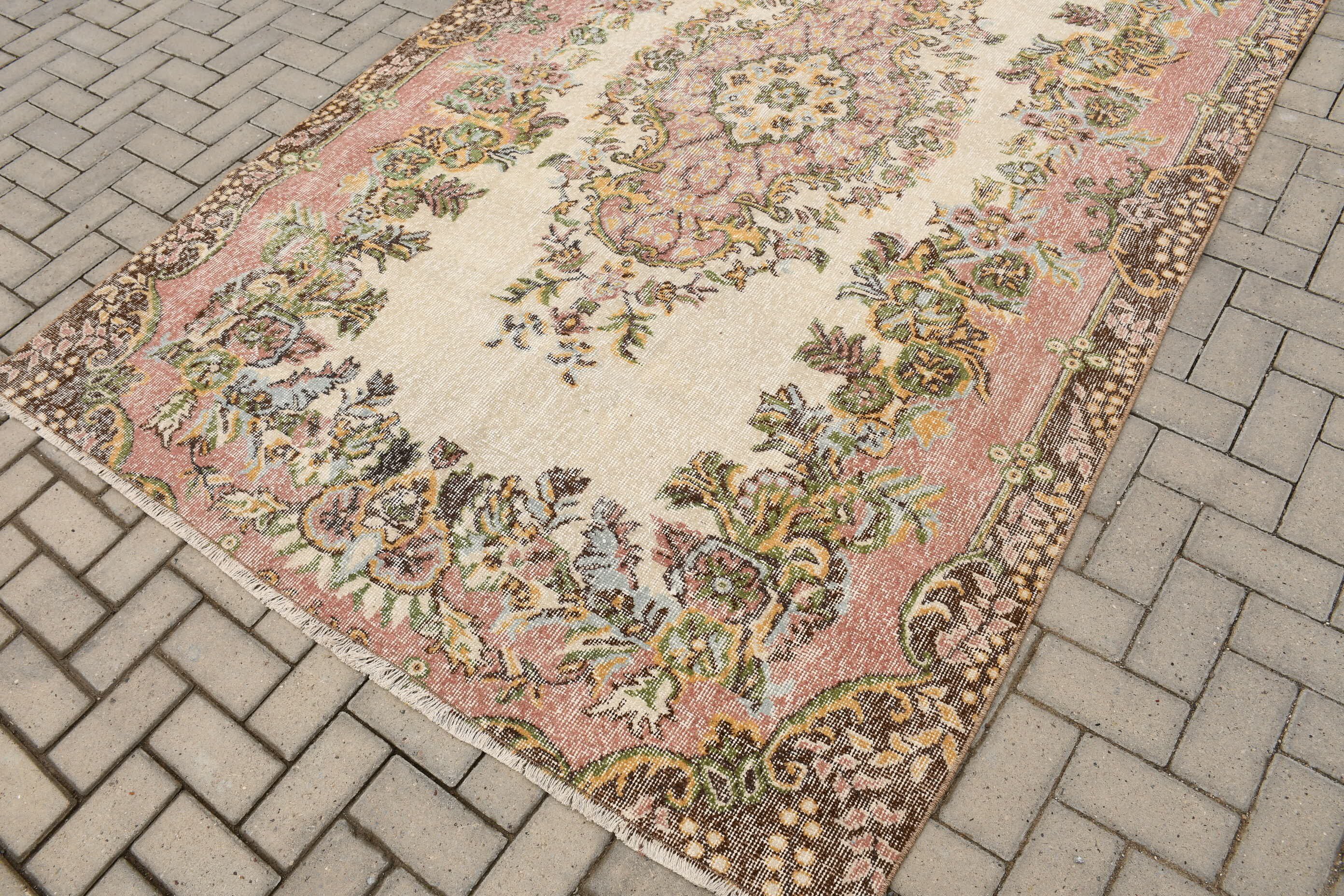 Cool Rug, Turkish Rug, Vintage Rug, Bedroom Rugs, Beige Kitchen Rugs, 5.8x9.2 ft Large Rugs, Salon Rug, Rugs for Salon