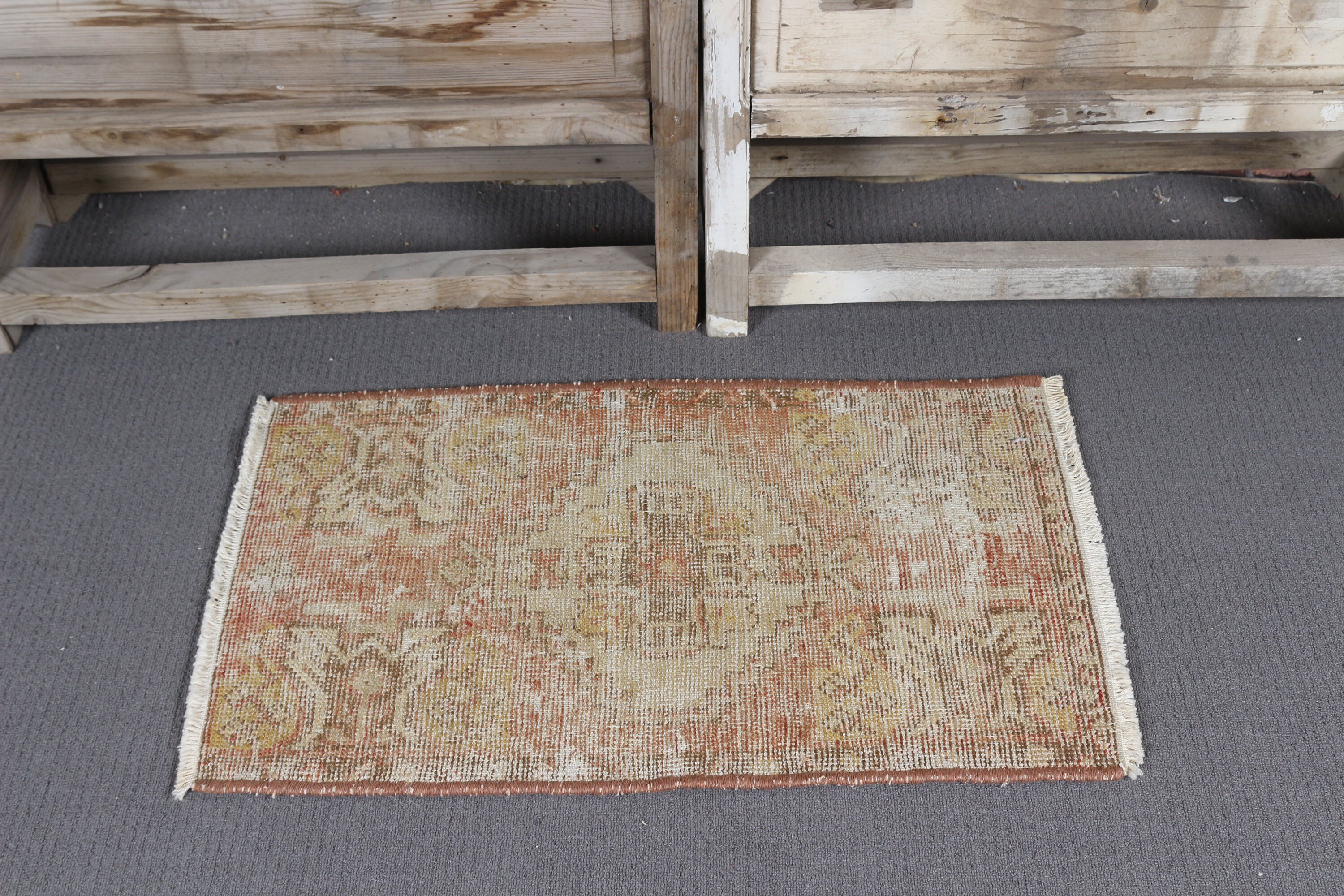 Bath Rugs, Wool Rug, Antique Rugs, 1.6x2.7 ft Small Rug, Door Mat Rug, Orange Cool Rug, Rugs for Bedroom, Vintage Rugs, Turkish Rug