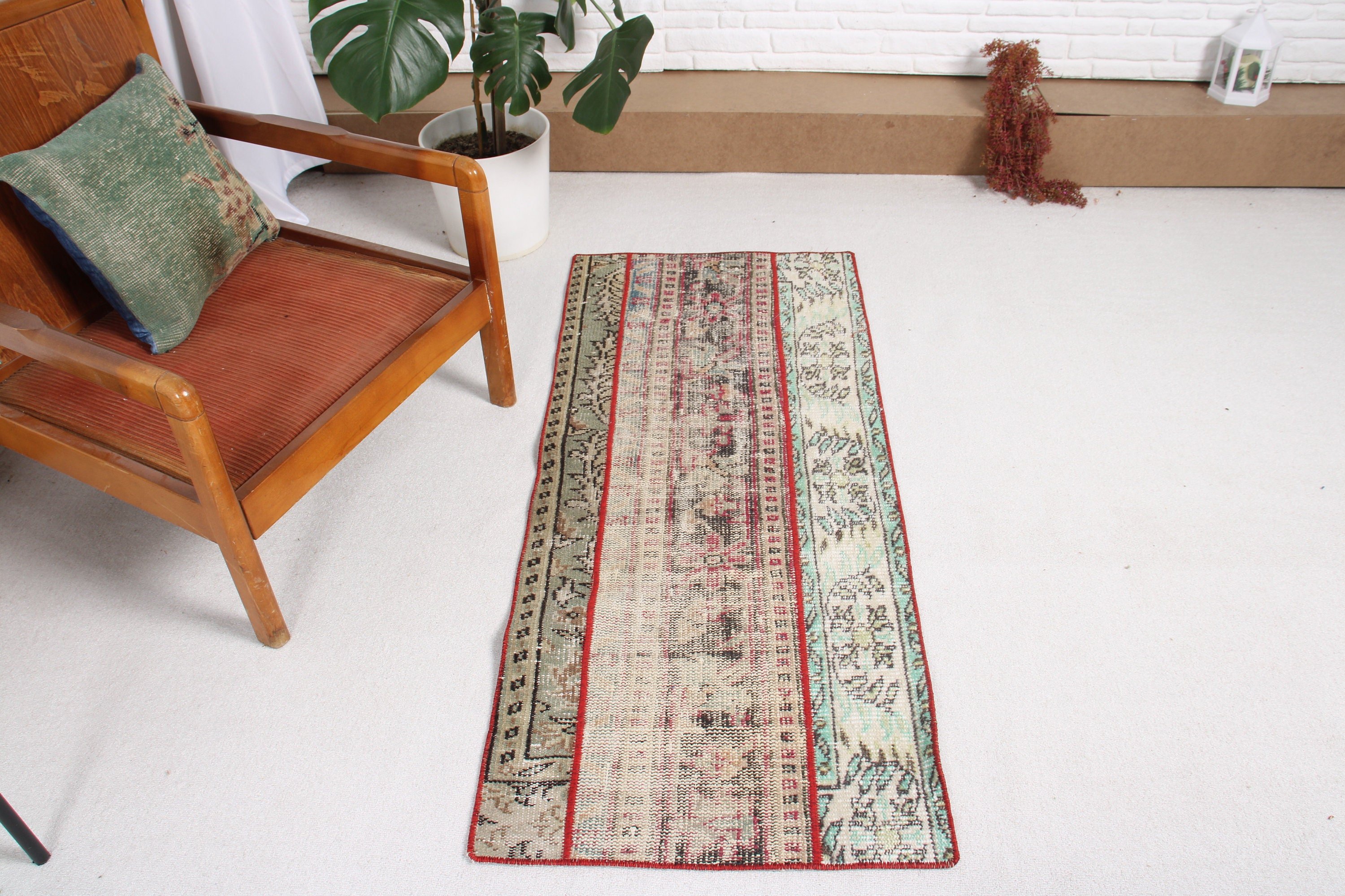 Door Mat Rugs, Luxury Rugs, Turkish Rugs, Vintage Rugs, Small Boho Rugs, Green Modern Rug, 2x4.8 ft Small Rugs, Bedroom Rug