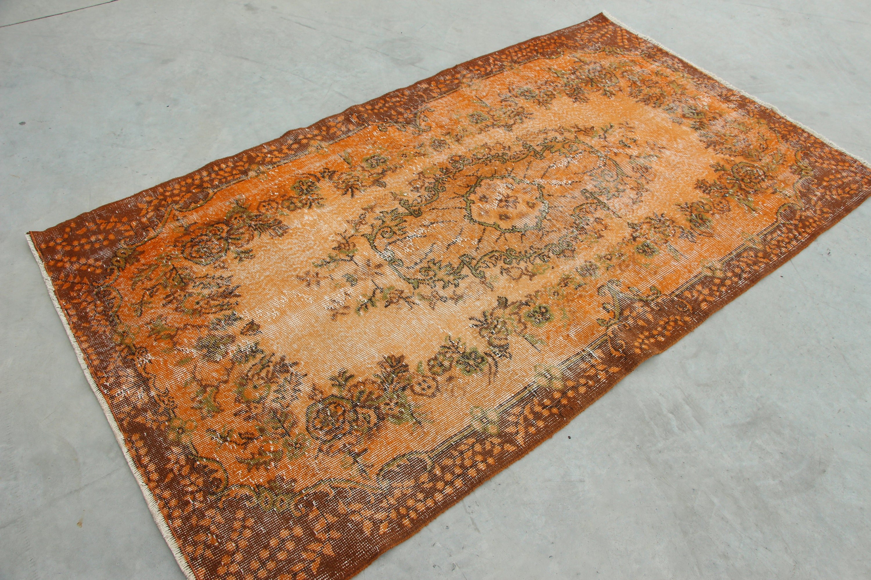 Abstract Rugs, 4x7 ft Area Rugs, Living Room Rug, Nursery Rug, Turkish Rugs, Vintage Rug, Moroccan Rug, Orange Kitchen Rugs