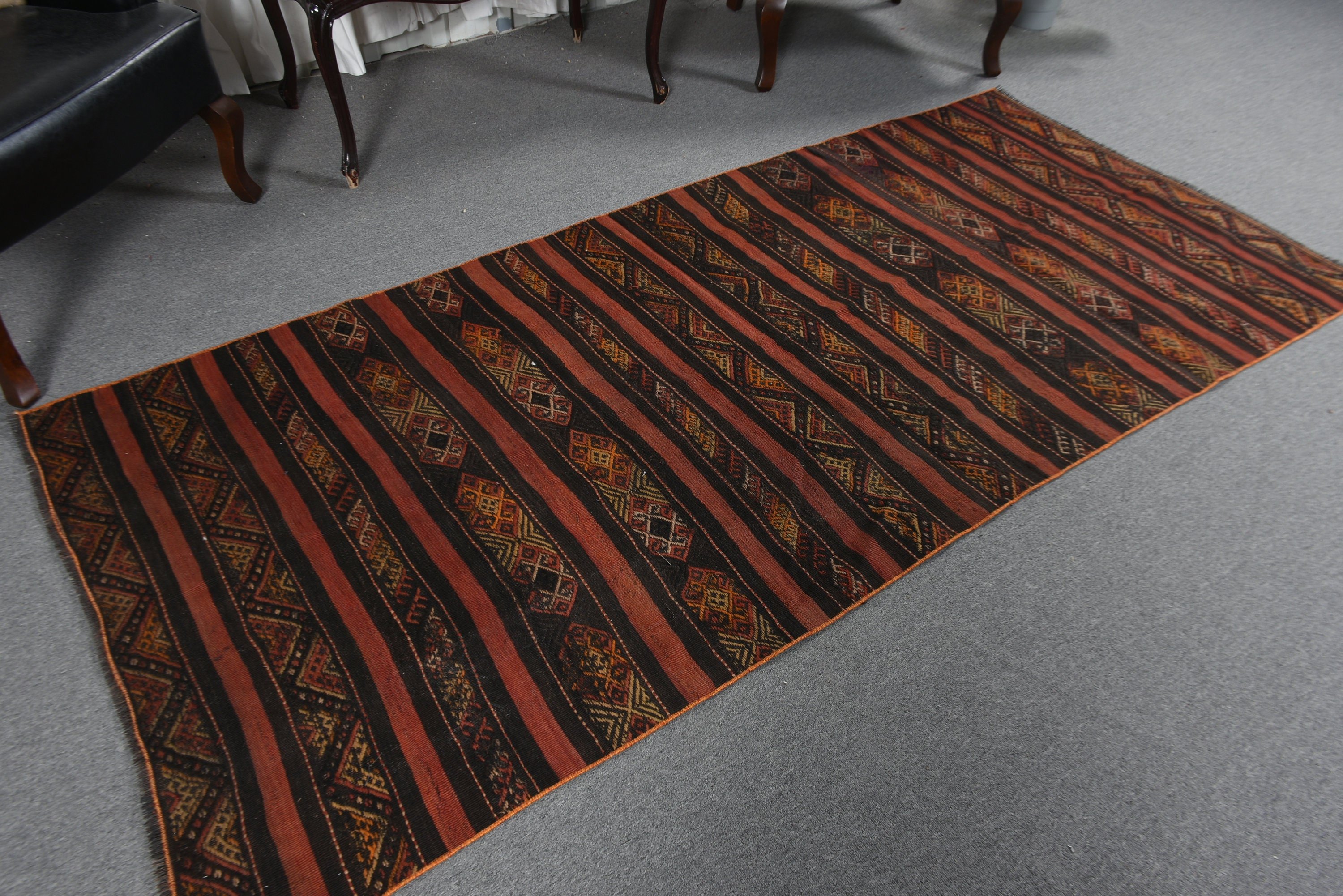 Vintage Halılar, Yer Halısı, Kırmızı Lüks Halı, El Dokuma Halı, 3,5x8 ft Alan Halısı, Kilim, Mutfak Halısı, Türk Halıları, Aztek Halısı, Oturma Odası Halıları