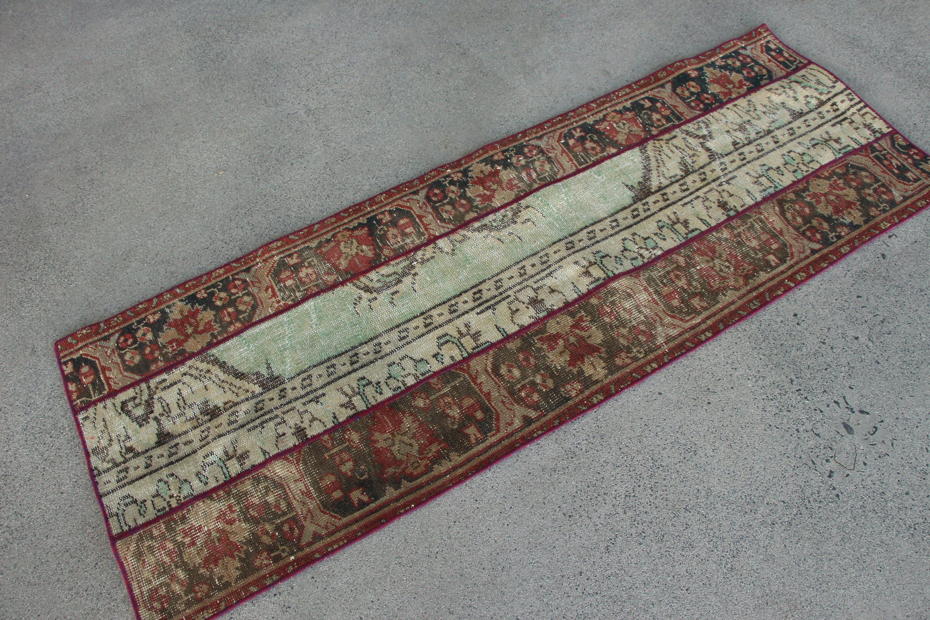 Yeşil Oushak Halıları, Koridor Halısı, Yer Halısı, Türk Halıları, Ev Dekorasyonu Halısı, Merdiven Halıları, Vintage Halı, 2.2x6.4 ft Runner Halısı, Mutfak Halısı