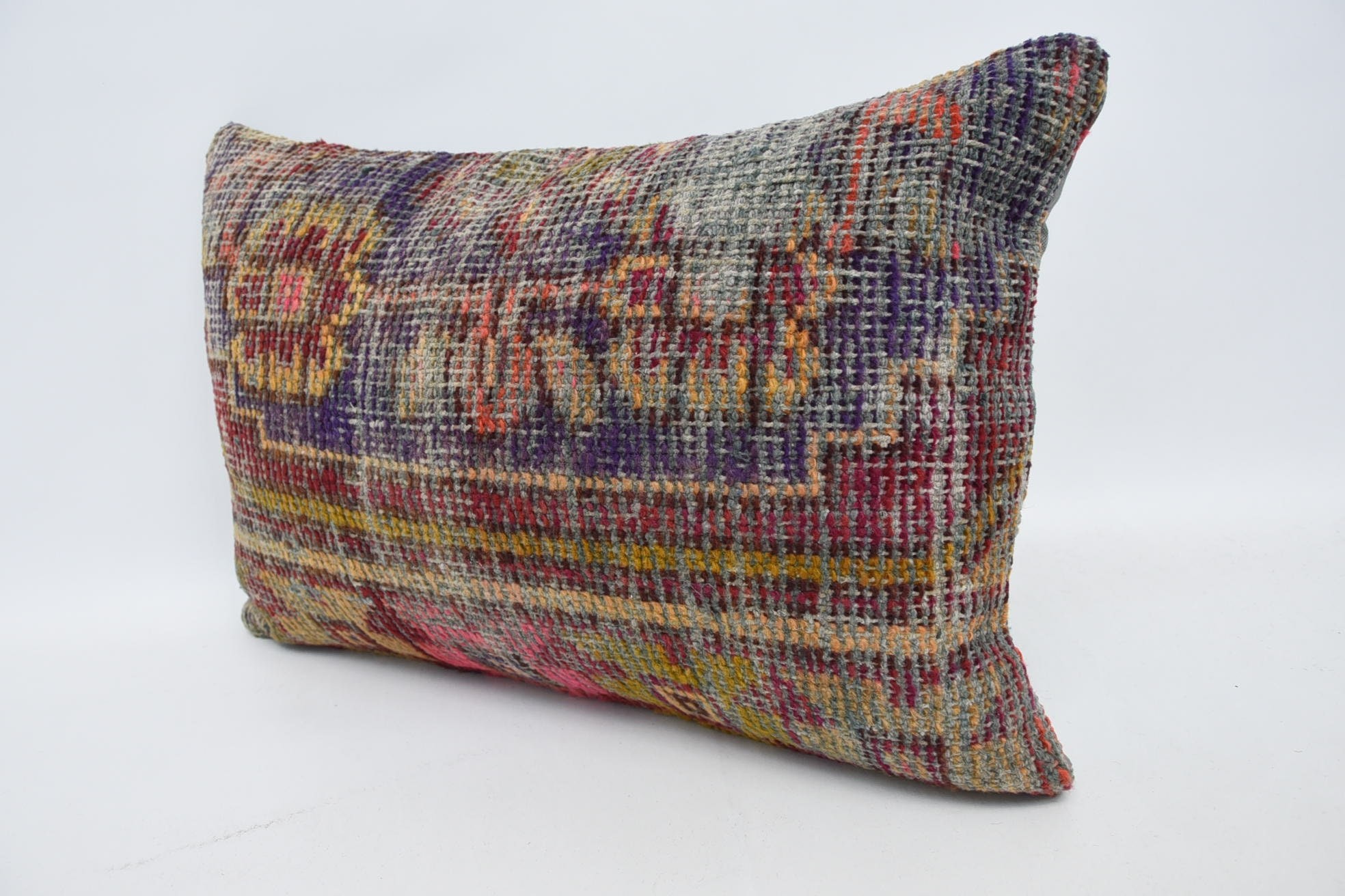 Nautical Throw Pillow Cover, Home Decor Pillow, Vintage Kilim Throw Pillow, Antique Pillows, 16"x24" Purple Cushion