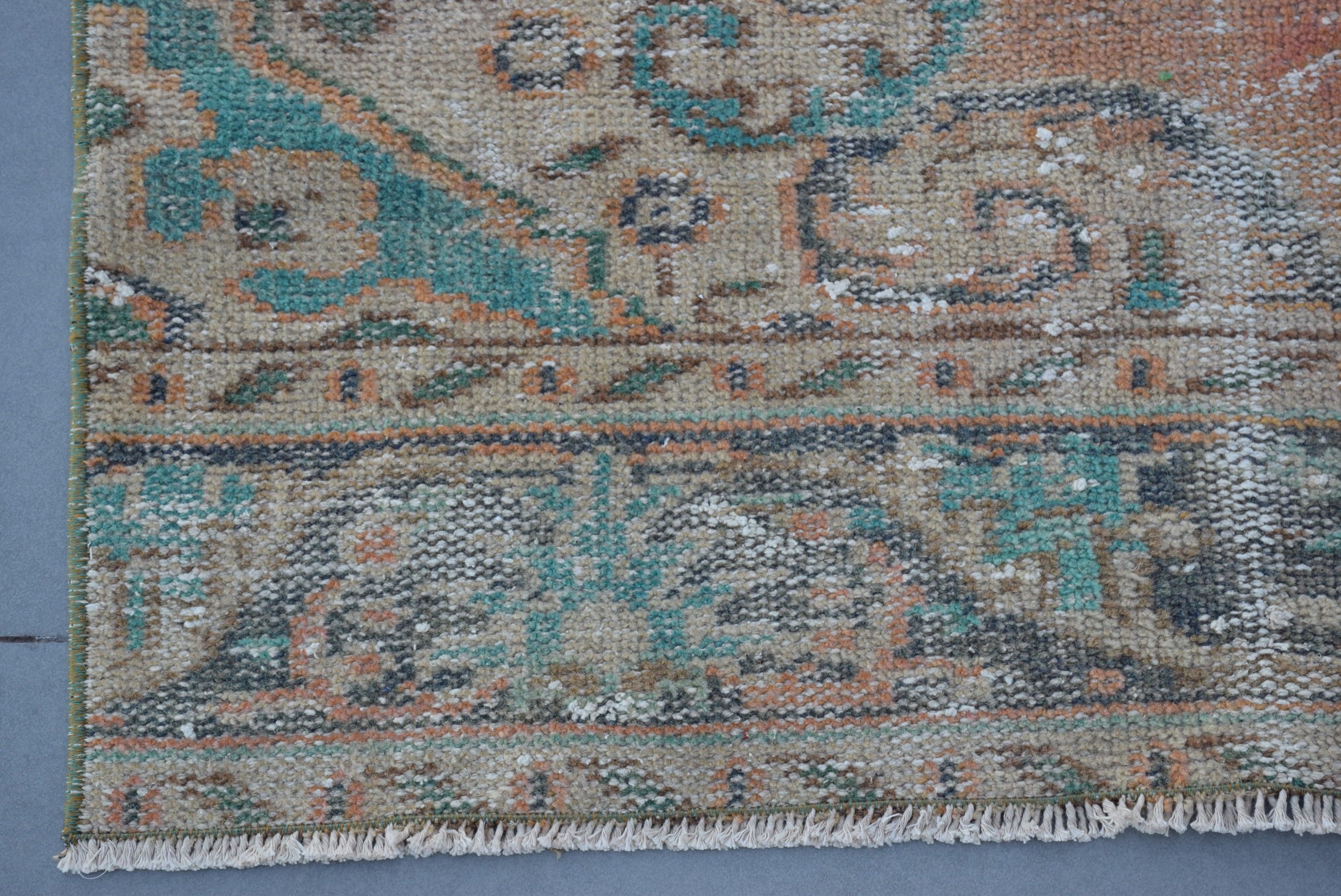 Turkish Rugs, Floor Rugs, 4x9.4 ft Area Rug, Nursery Rugs, Oushak Rug, Rugs for Indoor, Living Room Rug, Vintage Rug, Green Oriental Rug