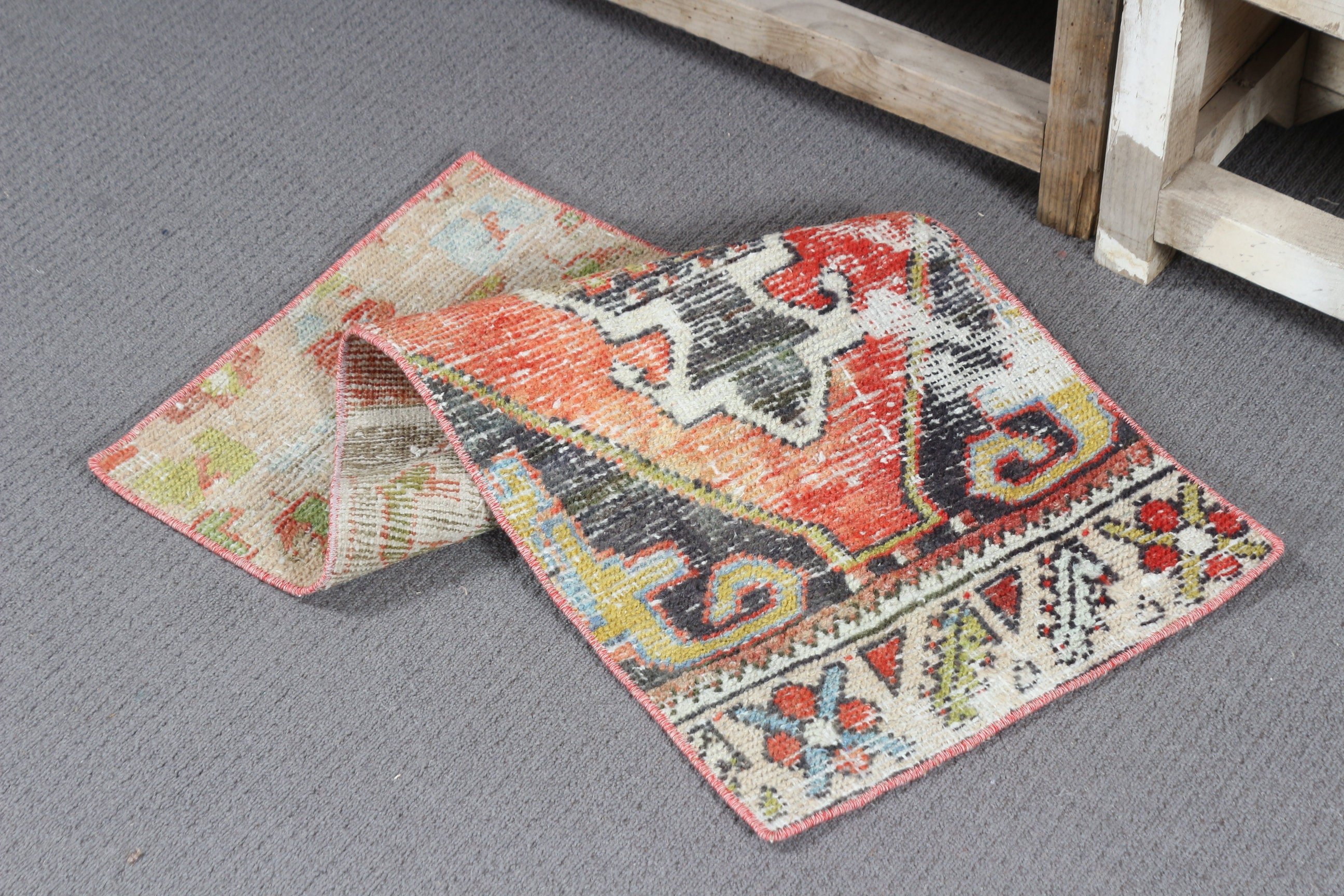 Vintage Rugs, 1.3x3.1 ft Small Rug, Turkish Rug, Brown Kitchen Rug, Bath Rug, Aesthetic Rug, Rugs for Door Mat, Bedroom Rug