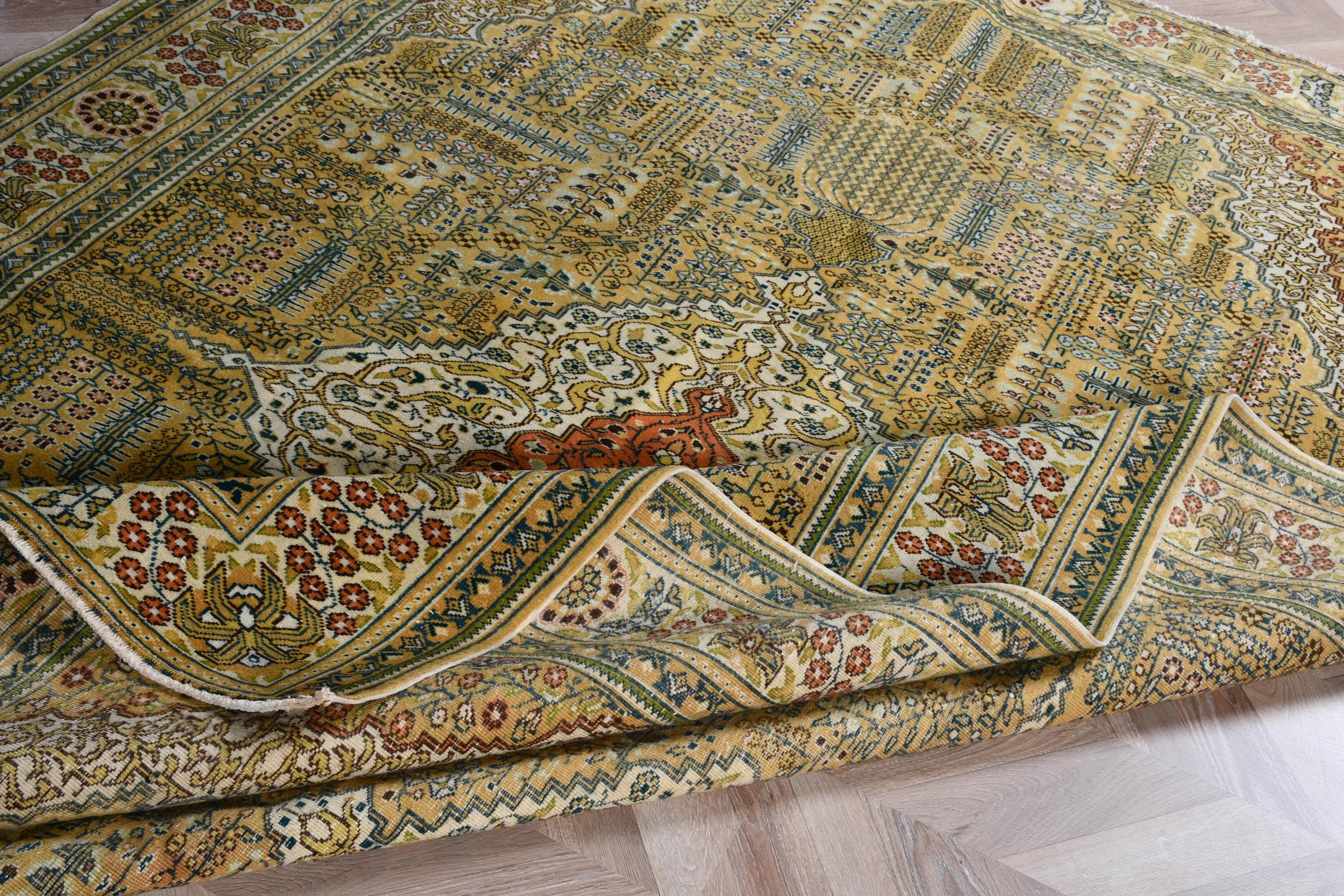 Fas Halısı, 6.5x9.4 ft Büyük Halı, Yemek Odası Halıları, Soluk Halı, Oturma Odası Halısı, Yün Halıları, Vintage Halı, Bej Ev Dekorasyonu Halısı, Türk Halıları