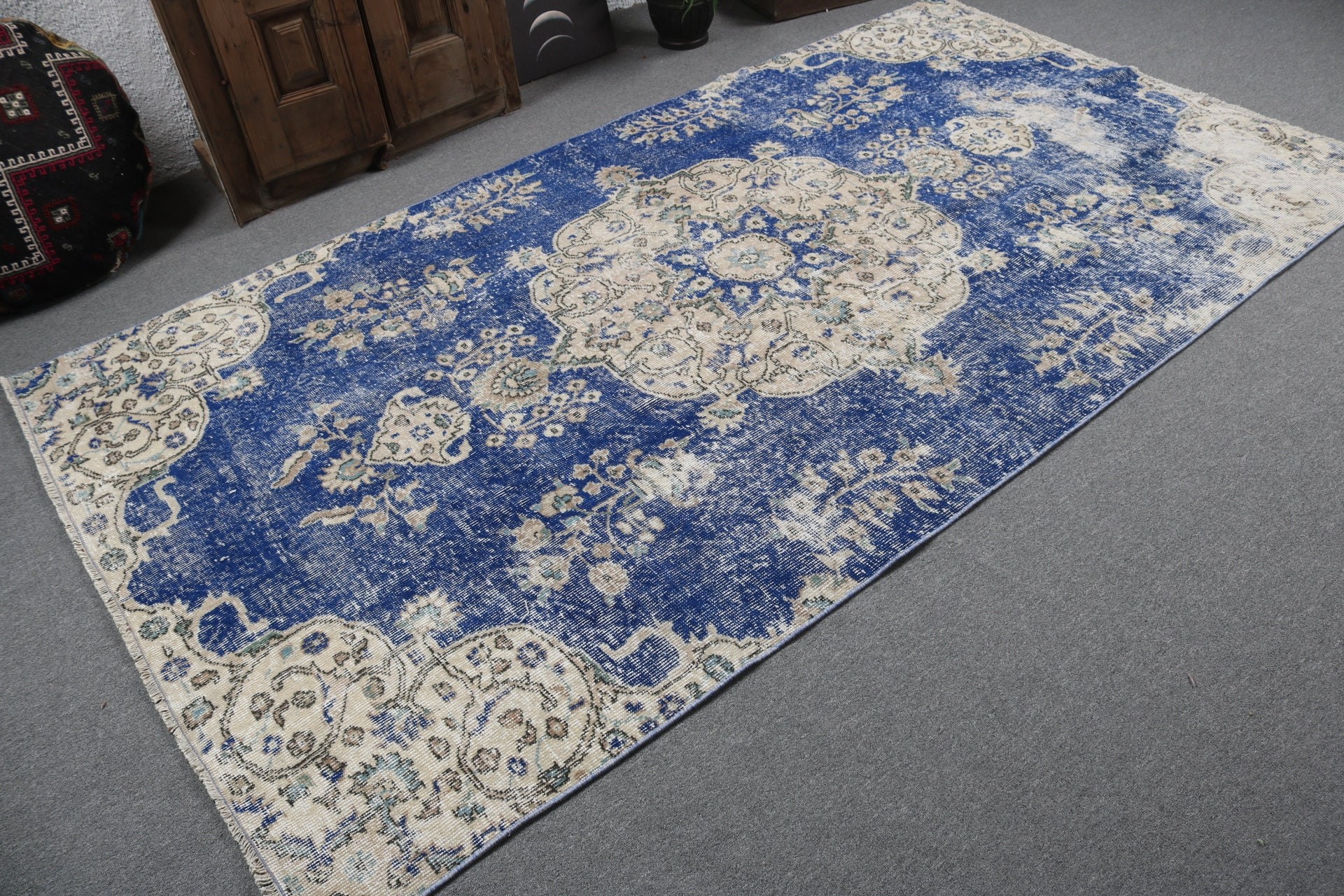 Blue Cool Rugs, Living Room Rug, Bedroom Rugs, 5.2x9.3 ft Large Rug, Home Decor Rug, Wool Rug, Turkish Rugs, Vintage Rug, Rugs for Salon