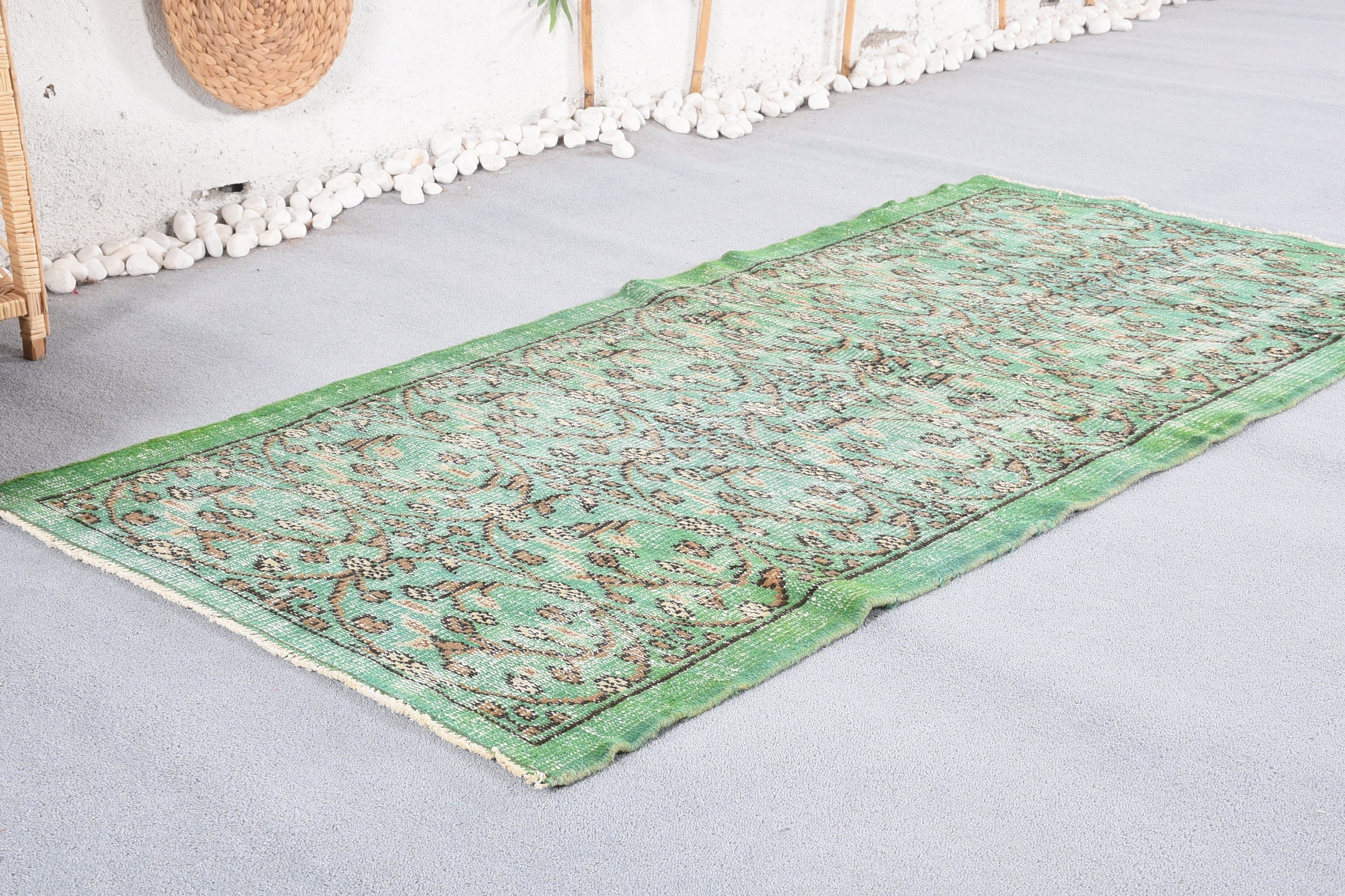 Vintage Rugs, Kitchen Rugs, Nursery Rug, Abstract Rugs, Bedroom Rug, Turkish Rugs, Rugs for Bedroom, 3.1x6.4 ft Accent Rugs, Green Cool Rug