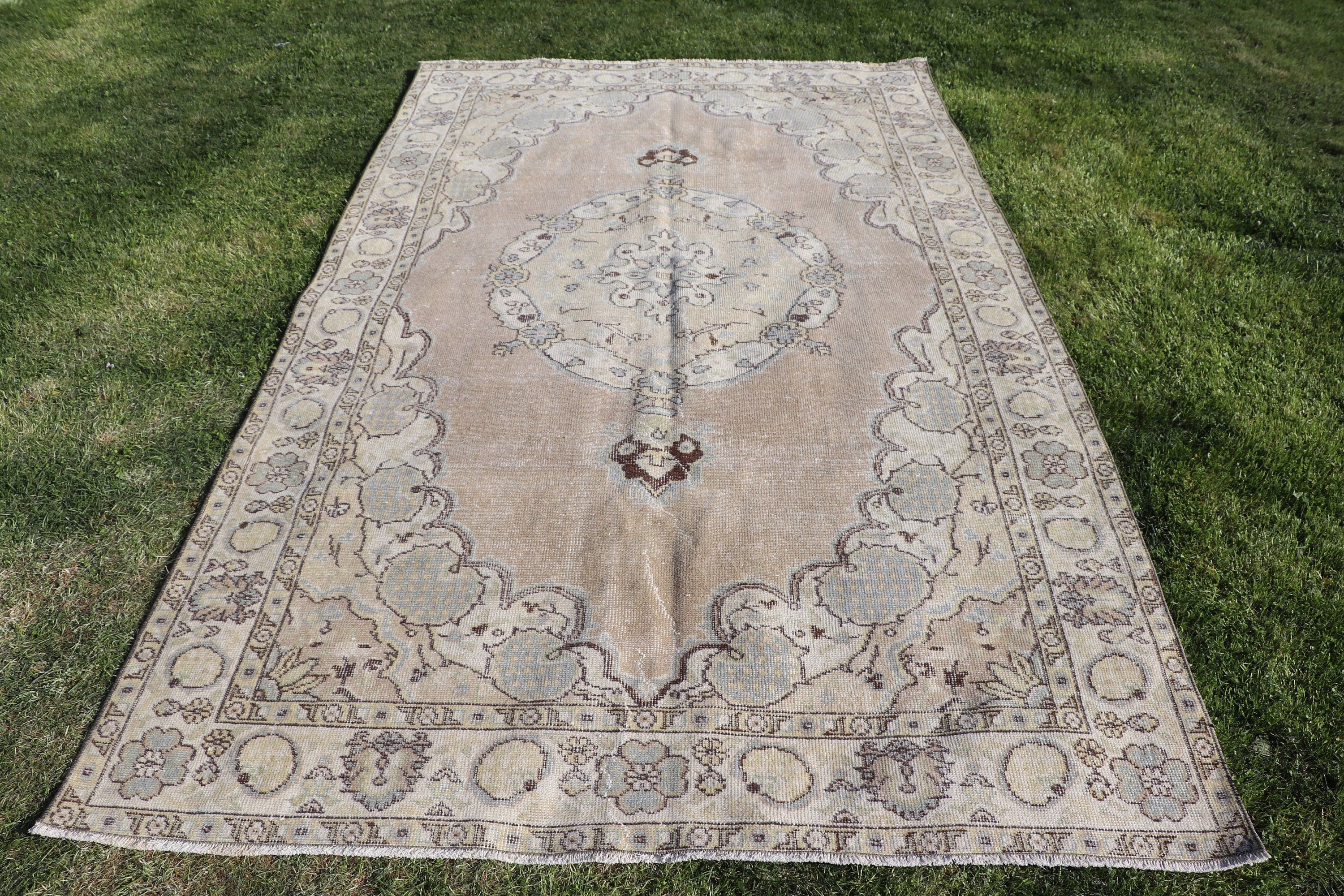 Vintage Halılar, Büyük Vintage Halı, Büyük Oushak Halısı, Anadolu Halıları, Türk Halıları, Yatak Odası Halıları, 5.3x8.9 ft Büyük Halı, Yeşil Modern Halı