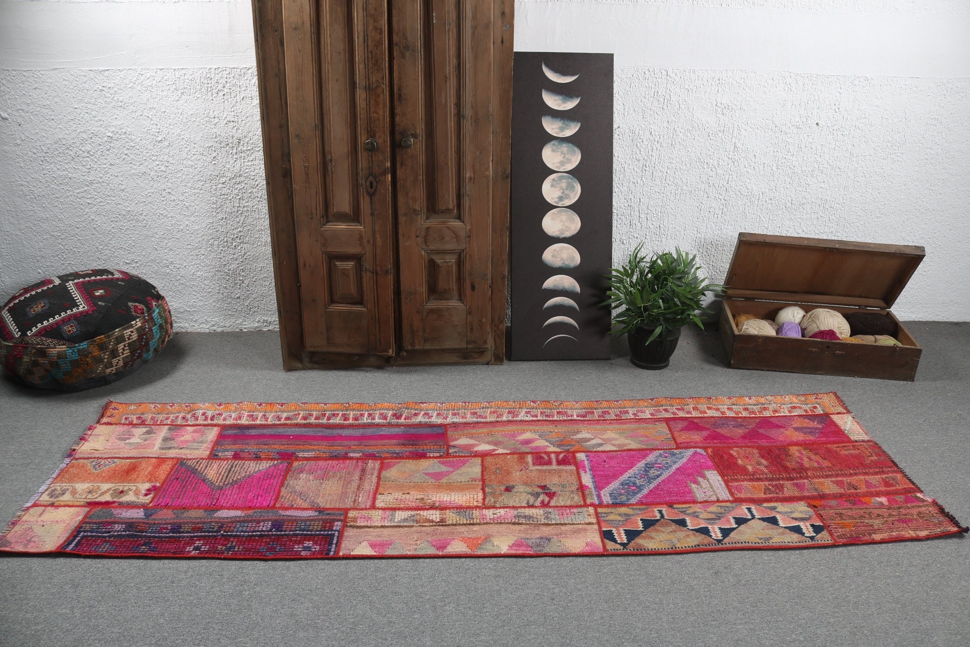 Luxury Rug, 2.8x8.6 ft Runner Rug, Floor Rugs, Pink Bedroom Rugs, Rugs for Corridor, Vintage Rugs, Turkish Rugs, Long Runner Rugs