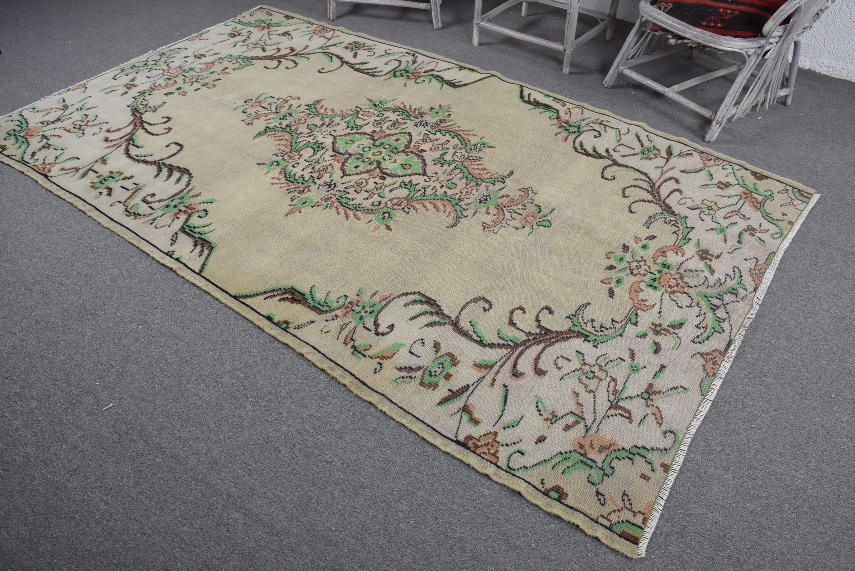 5.3x9 ft Büyük Halı, Türk Halıları, Oturma Odası Halısı, Yatak Odası Halıları, Vintage Halı, Oushak Halıları, Yatak Odası Halıları, Göçebe Halısı, Yeşil Yün Halıları