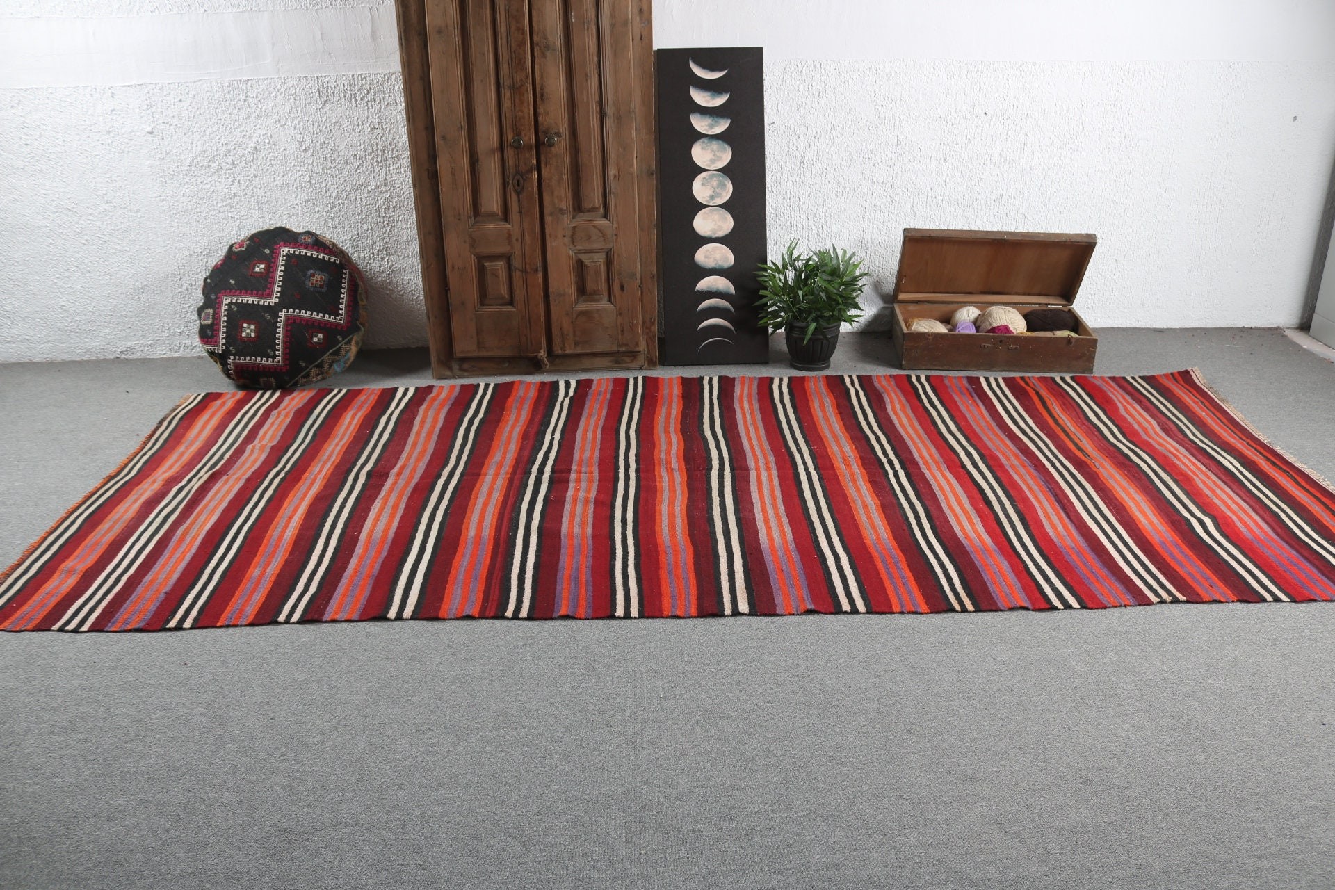 Havalı Halılar, Oturma Odası Halısı, Siyah Lüks Halılar, Vintage Halılar, Lüks Halı, Türk Halısı, Büyük Boho Halıları, Kilim, 5,3x12,3 ft Büyük Halı