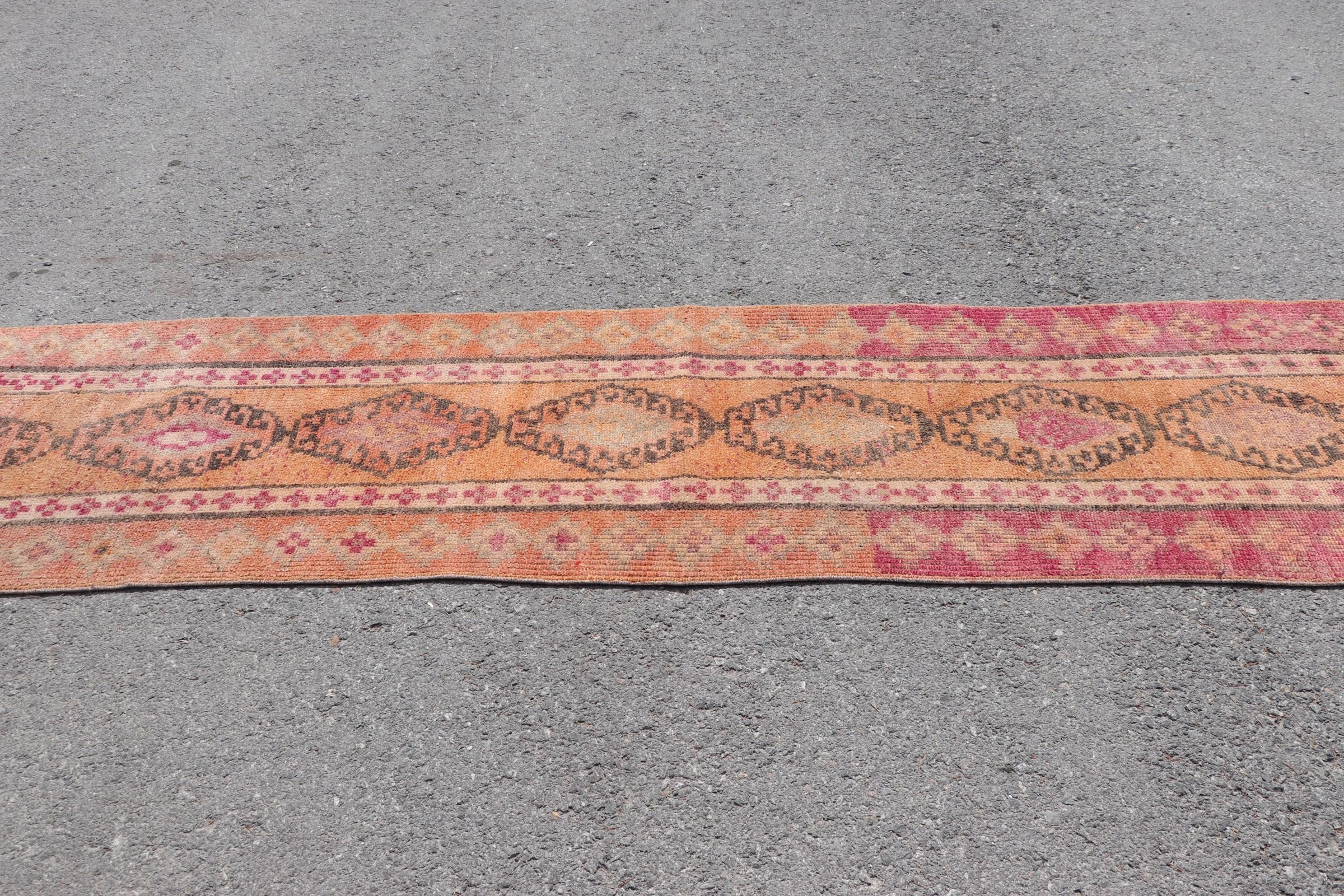 2.4x11.4 ft Runner Rug, Turkish Rugs, Vintage Rugs, Oriental Rug, Orange Anatolian Rugs, Wool Rugs, Hallway Rug, Natural Rugs, Corridor Rug