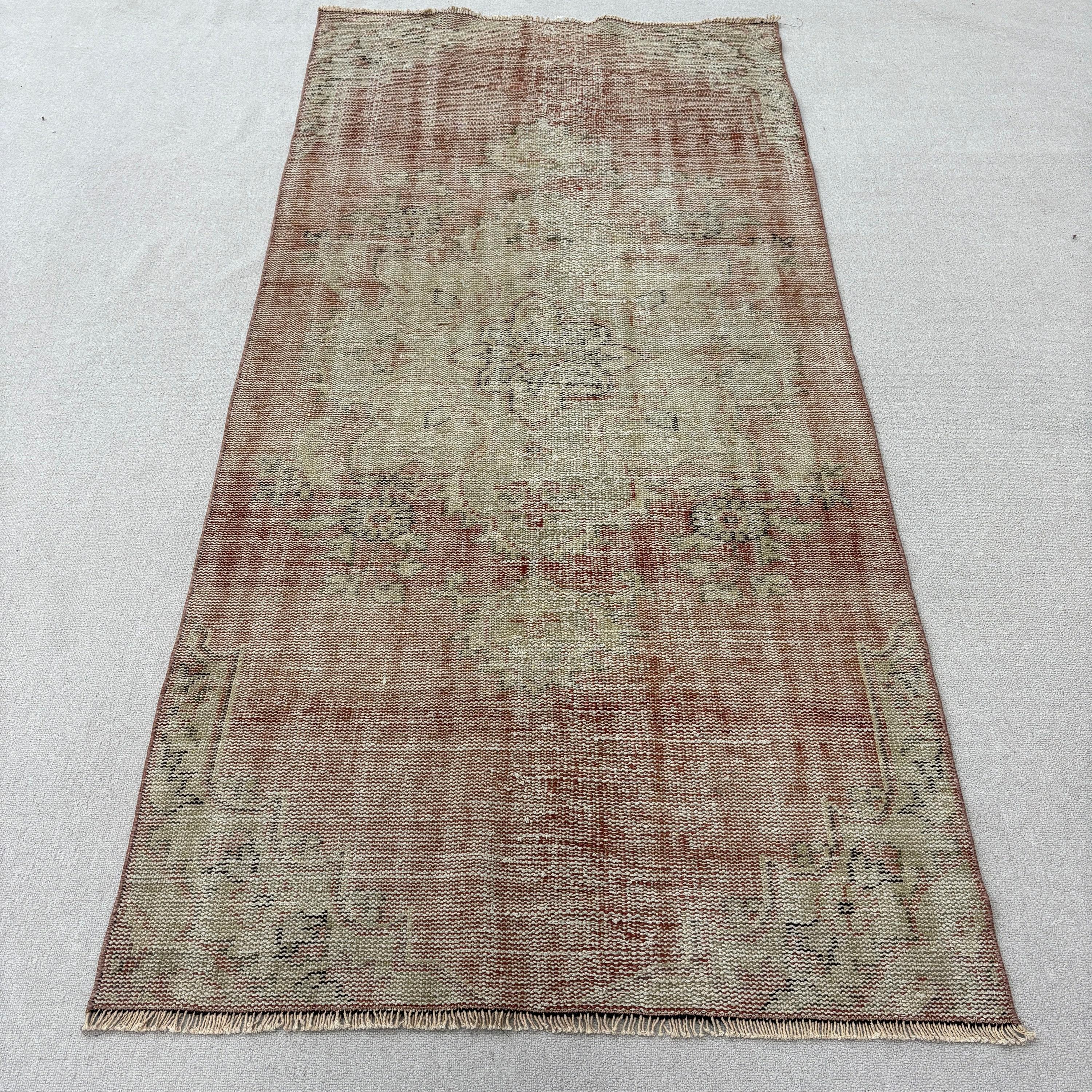 Luxury Rug, Nursery Rug, Turkish Rug, Floor Rugs, Bedroom Rugs, Oushak Area Rugs, Vintage Rug, Red  3.7x7.5 ft Area Rug