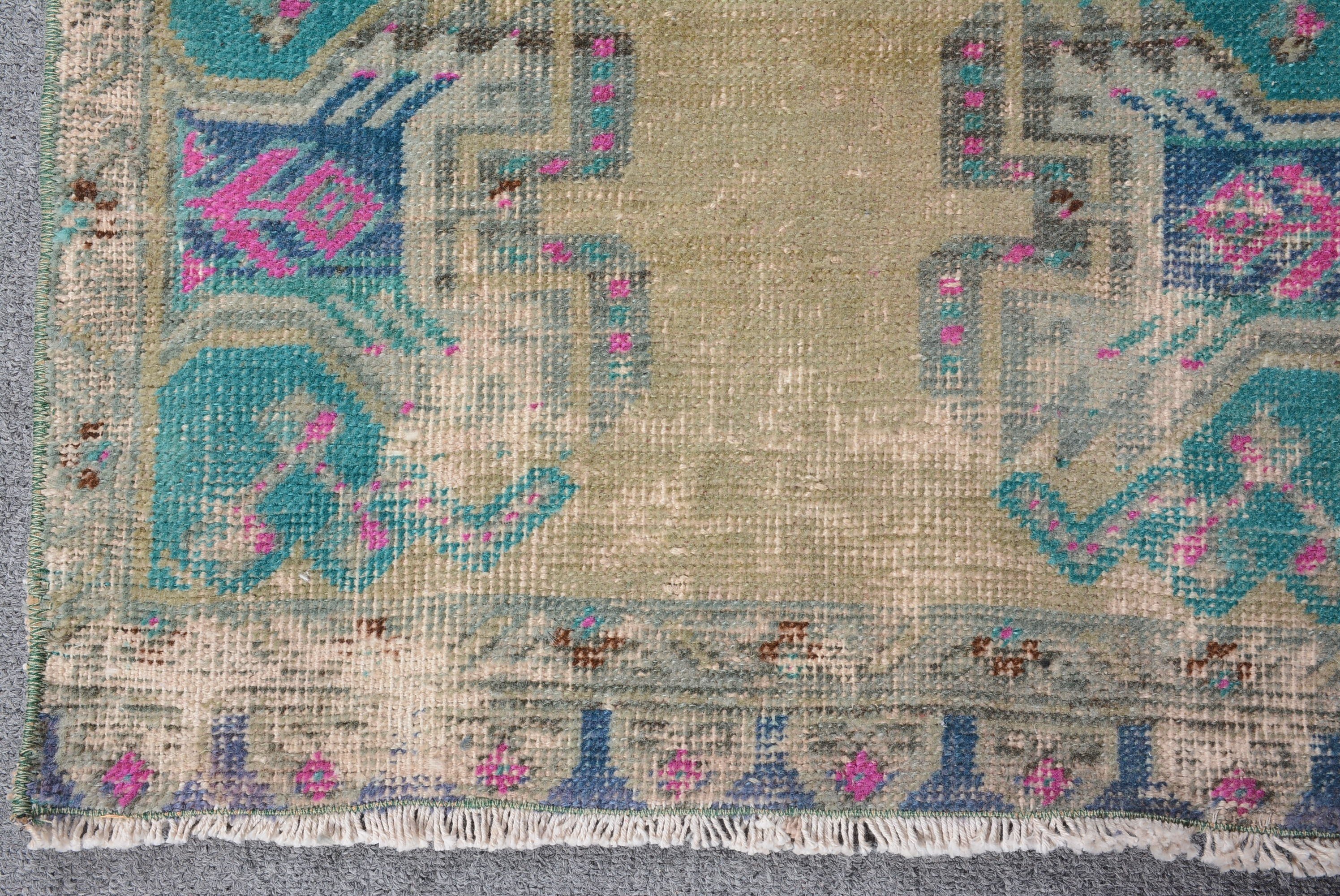 1.7x3.4 ft Küçük Halı, Kahverengi Oushak Halı, Türk Halıları, Boho Halıları, Vintage Halı, Fas Halıları, Duvara Asılı Halılar, Araba Paspas Halısı, Yer Halısı