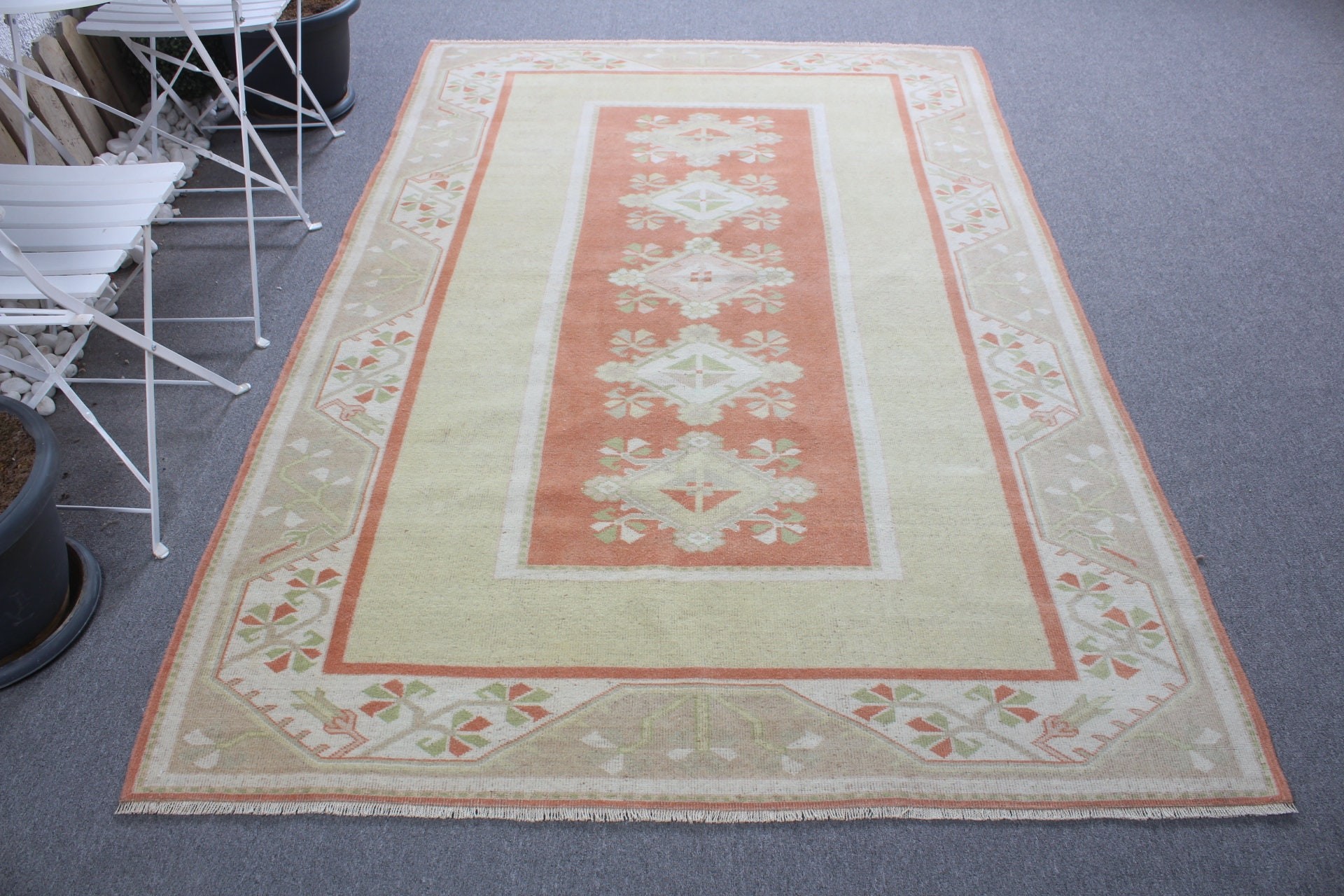 Vintage Rug, Muted Rug, Dining Room Rug, Bedroom Rug, Turkish Rug, Home Decor Rug, Antique Rugs, Orange Moroccan Rugs, 5.2x8.1 ft Large Rug