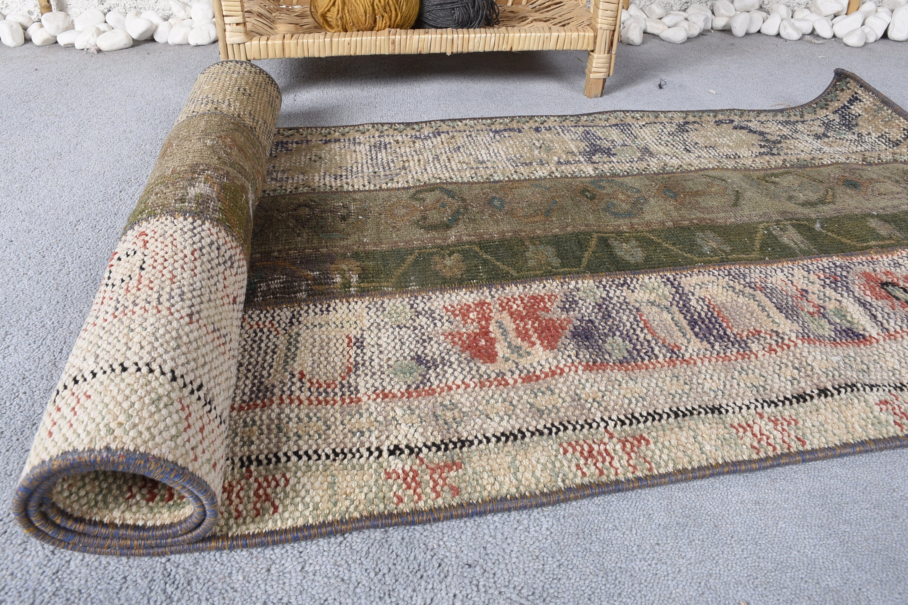 Anatolian Rug, Turkish Rug, Bedroom Rugs, Wedding Rugs, Car Mat Rug, Nursery Rug, 1.9x4.4 ft Small Rug, Green Home Decor Rugs, Vintage Rugs