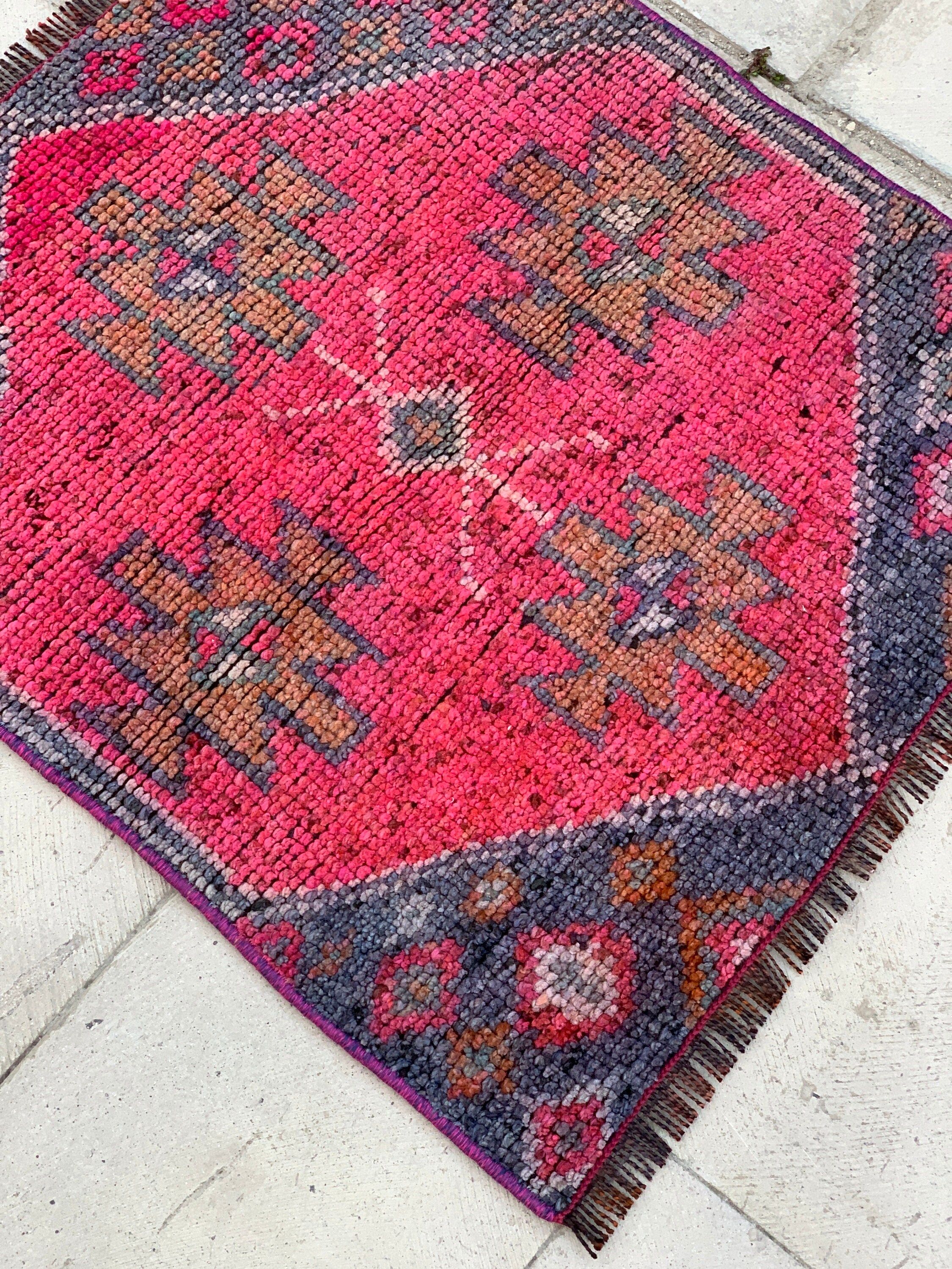 Oryantal Halı, Paspas Halısı, Türk Halısı, Vintage Halı, Pembe Oryantal Halılar, Giriş Halısı, Banyo Halıları, 2,3x2,7 ft Küçük Halılar, Antika Halı