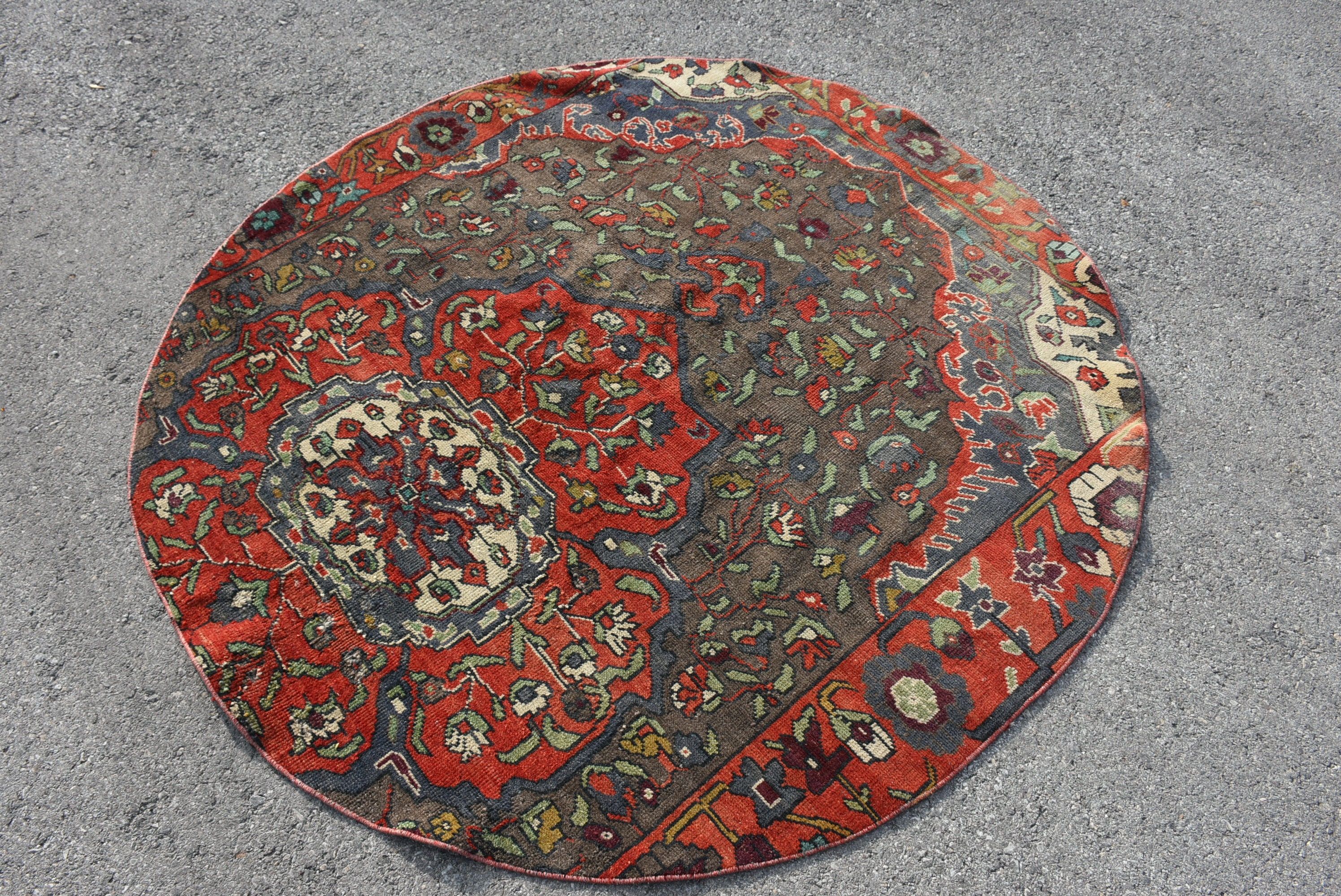 Vintage Halı, Kırmızı Yatak Odası Halısı, Yer Halıları, Yatak Odası Halıları, 5.2x5.2 ft Alan Halısı, Çocuk Halısı, Oushak Halısı, Türk Halısı, Oryantal Halı