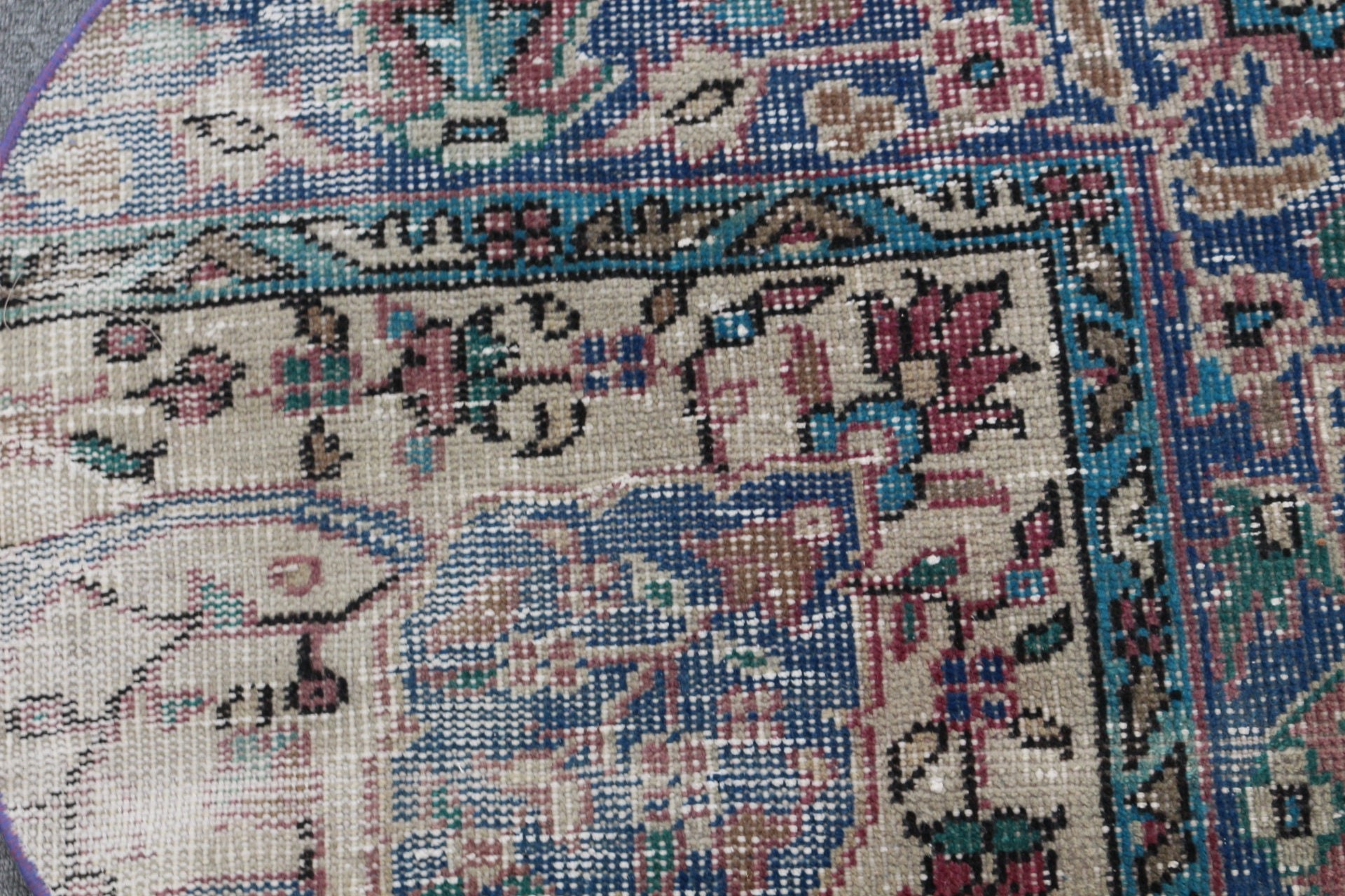 Vintage Halı, Banyo Halısı, Yurt Halısı, Yatak Odası Halısı, 2,6x2,6 ft Küçük Halı, Türk Halıları, Mutfak Halıları, Mavi Oushak Halısı, Havalı Halılar, Mutfak Halısı