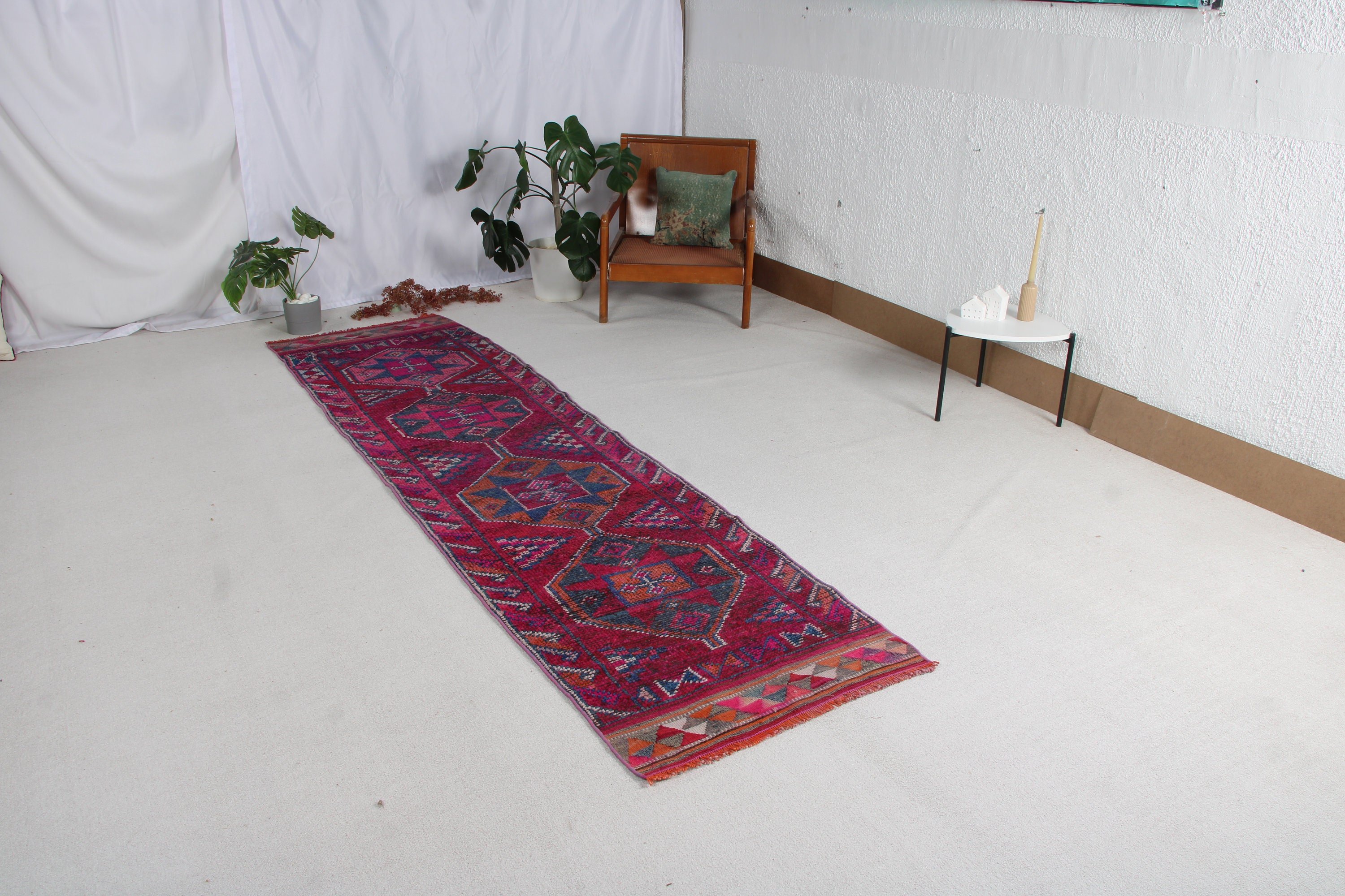 Yün Halı, Geometrik Halılar, Mor Ev Dekorasyonu Halısı, 2.8x10.5 ft Runner Halıları, Mutfak Halıları, Koridor Halıları, Vintage Halılar, Türk Halıları