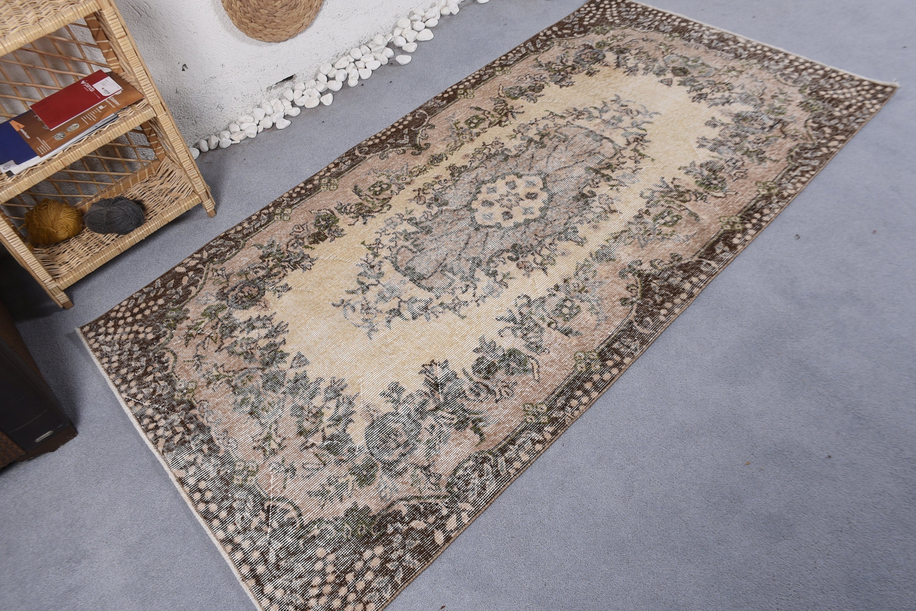 Bedroom Rugs, Vintage Rug, Dining Room Rug, Antique Rug, Rugs for Bedroom, 3.6x7 ft Area Rug, Beige Antique Rug, Turkish Rug, Oushak Rugs