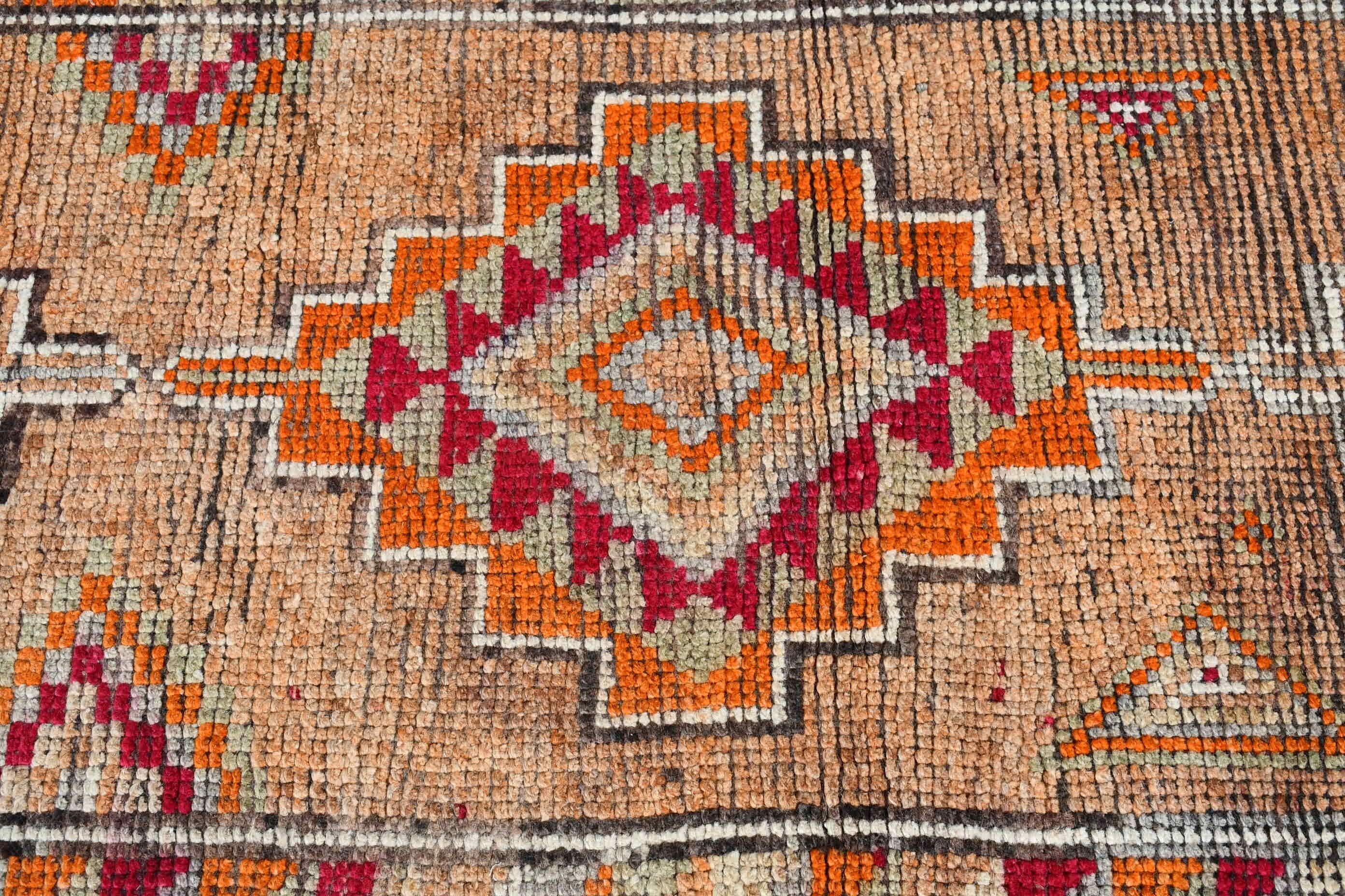 Rugs for Hallway, Turkish Rug, Retro Rug, Home Decor Rug, Vintage Rug, Orange  2.3x11.2 ft Runner Rugs, Cool Rug, Stair Rugs