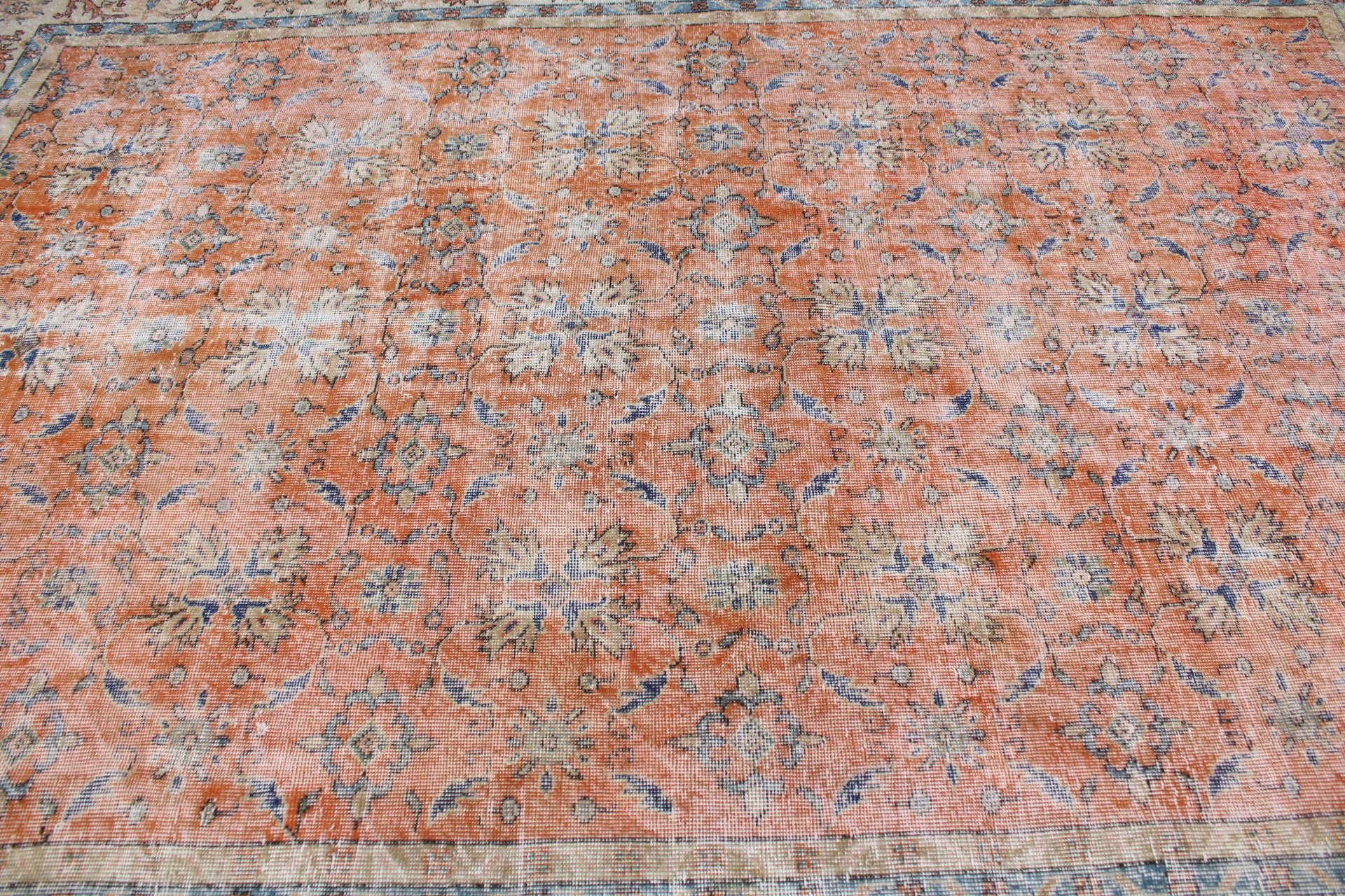 Bohemian Rug, Living Room Rug, Floor Rug, Salon Rugs, Turkish Rug, Orange Oriental Rug, Vintage Rugs, 7.7x11 ft Oversize Rug