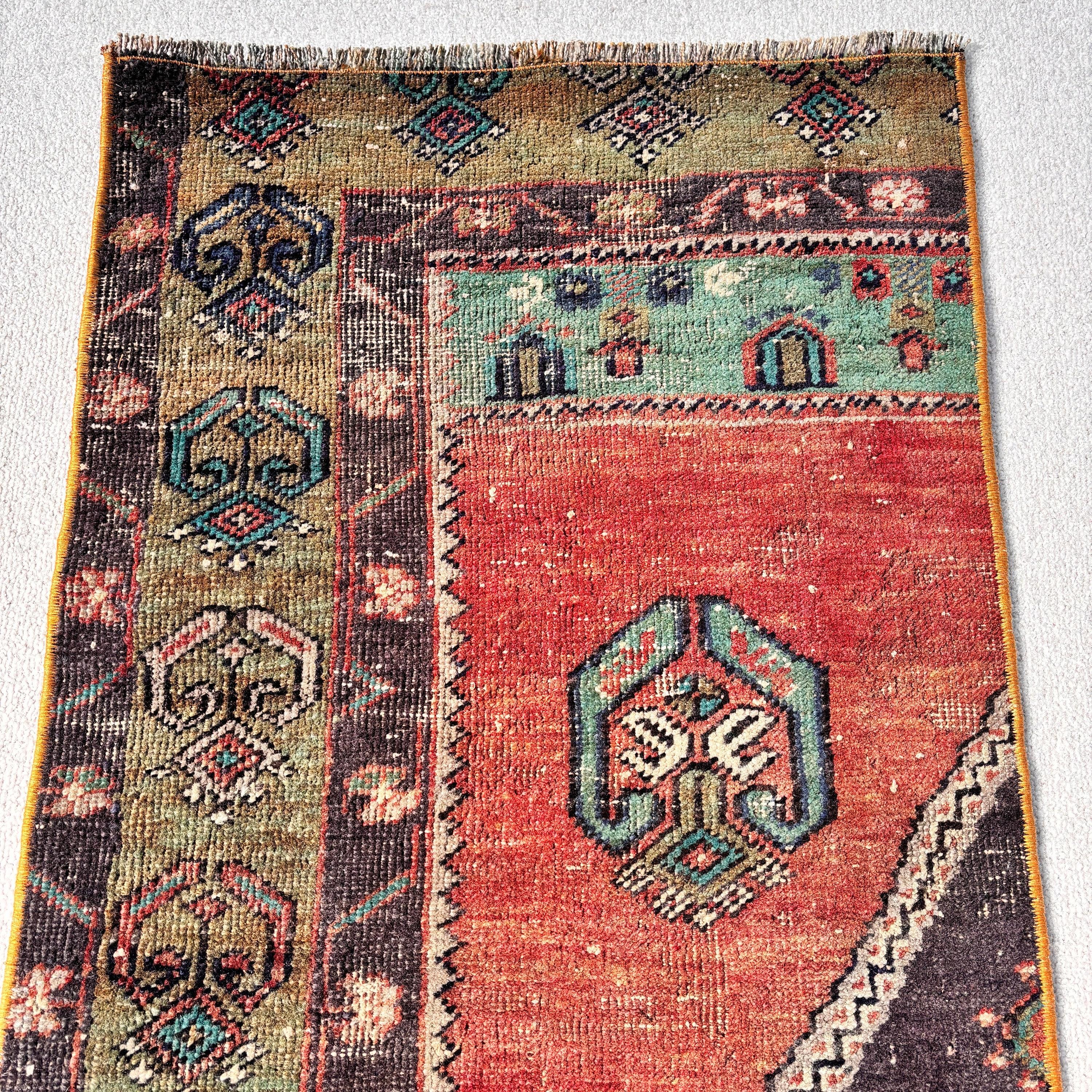 Wall Hanging Rug, Floor Rugs, Turkish Rugs, Red Home Decor Rug, Handmade Rugs, Neutral Rug, Entry Rug, 1.6x3.2 ft Small Rug, Vintage Rug