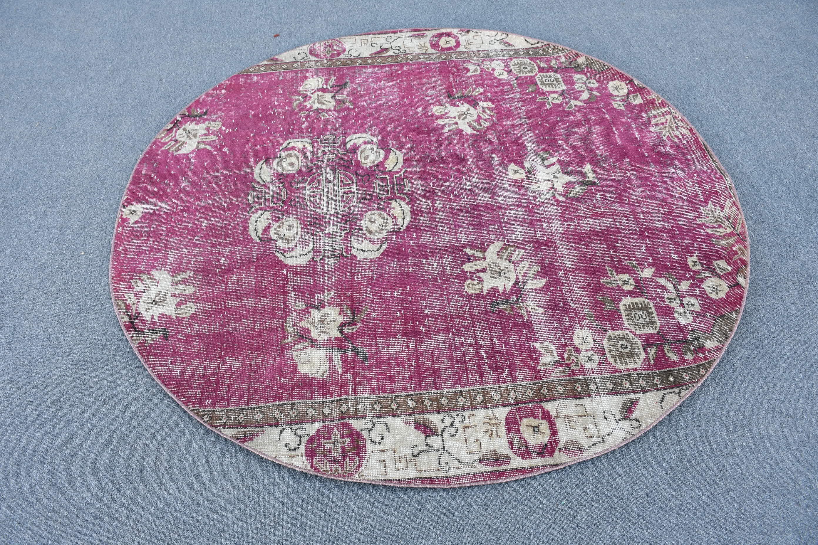 Moroccan Rug, Kitchen Rug, Purple Oriental Rug, Turkish Rug, Boho Rug, 5.6x5.8 ft Area Rug, Bedroom Rugs, Living Room Rug, Vintage Rug