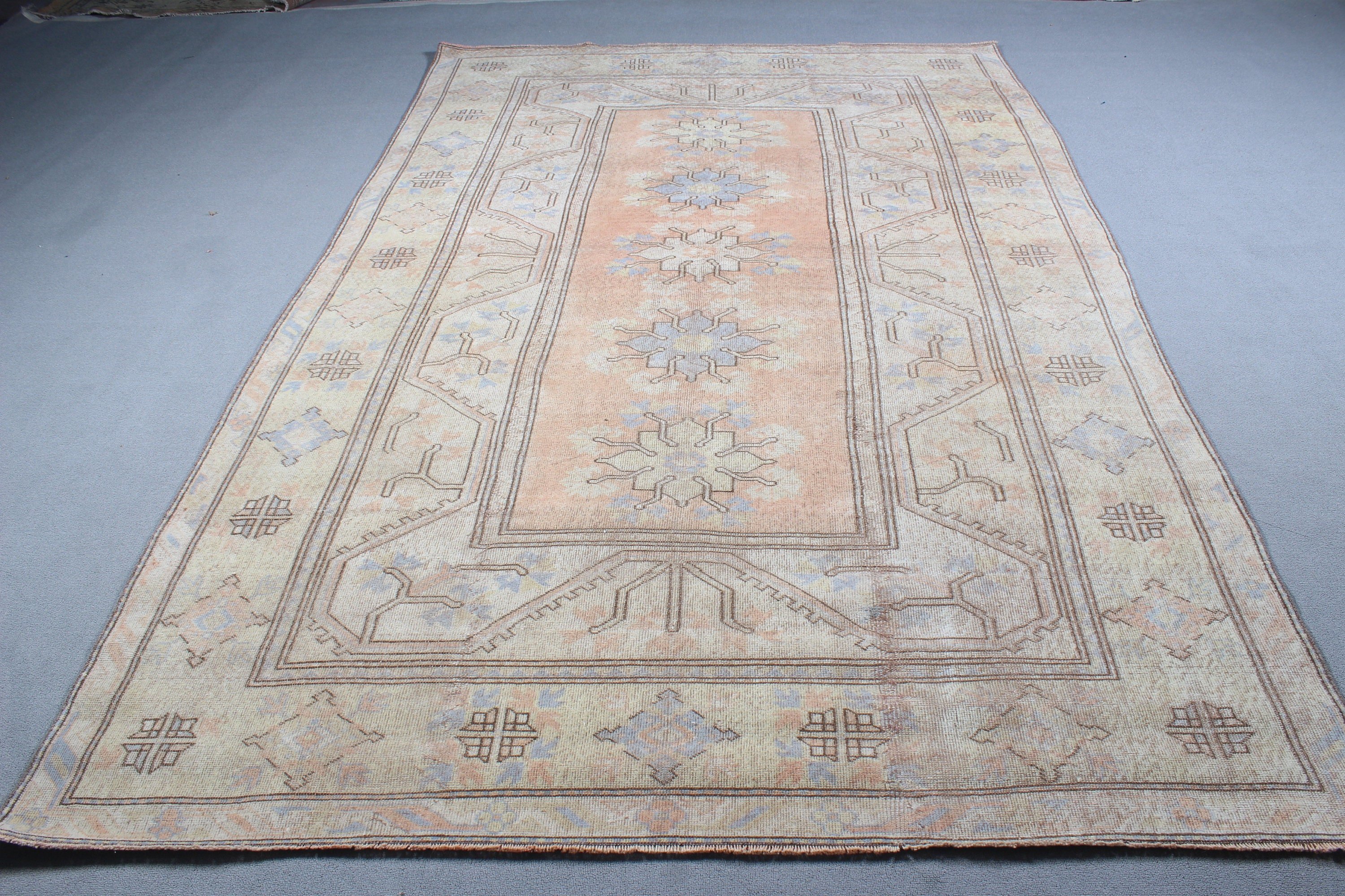 El Yapımı Halı, Vintage Halı, Bej Antika Halılar, 6.5x10.2 ft Büyük Halı, Büyük Boho Halı, Yatak Odası Halısı, Yün Halılar, Türk Halıları, Bildiri Halısı