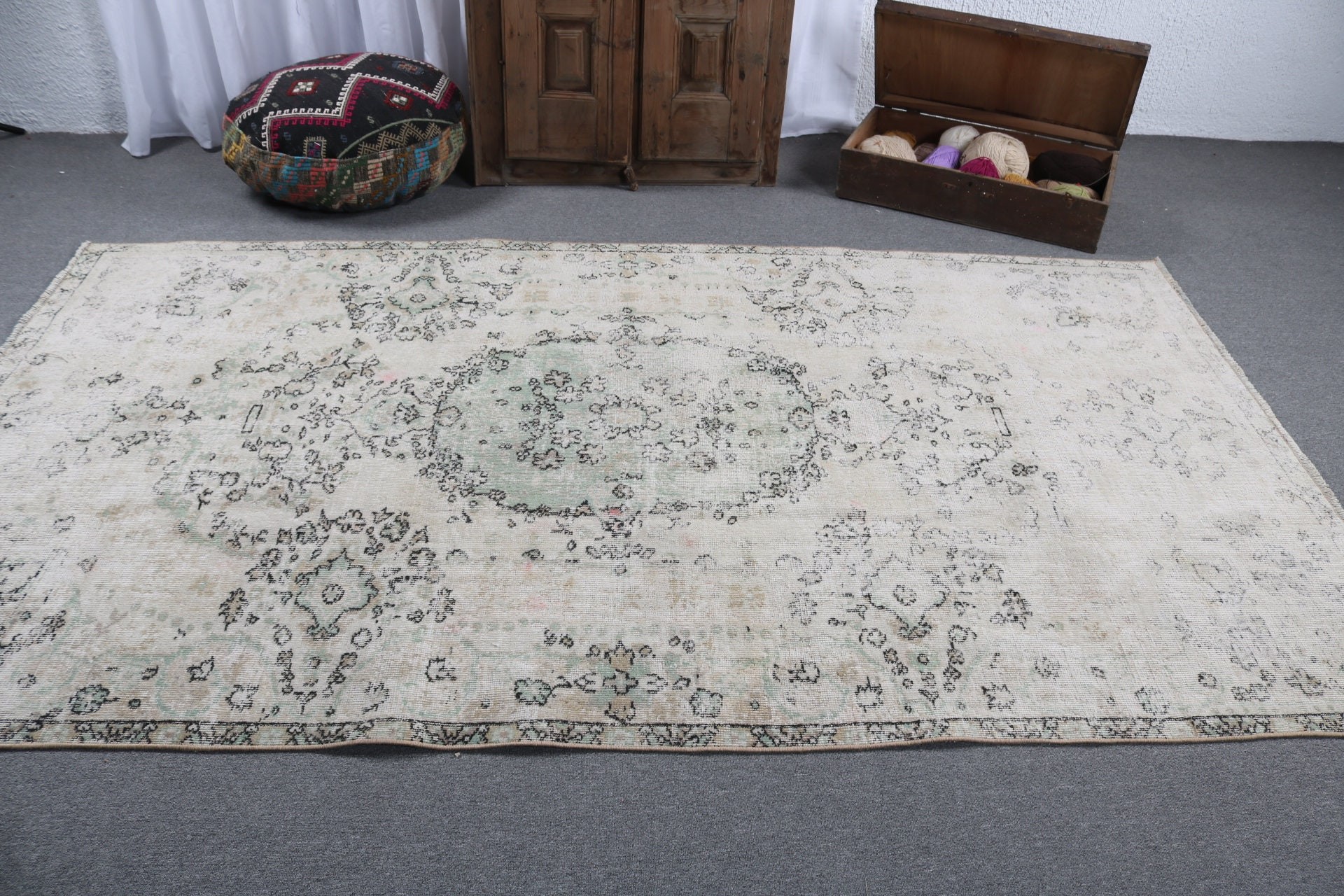 Kitchen Rugs, Bedroom Rugs, Large Vintage Rug, Anatolian Rugs, Vintage Rugs, Beige Flatweave Rug, Turkish Rug, 5.2x9.2 ft Large Rugs