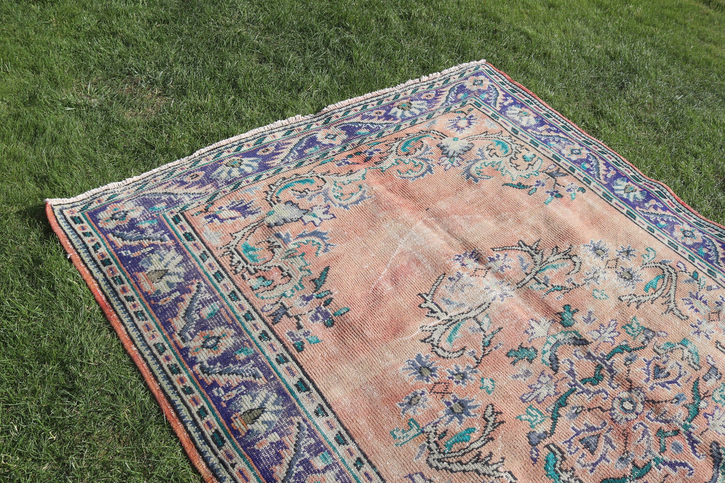 El Dokuma Halılar, 5.9x8.9 ft Büyük Halılar, Lüks Halı, Türk Halısı, Pembe Boho Halısı, Vintage Halı, Büyük Oushak Halısı, Mutfak Halıları, Oturma Odası Halısı