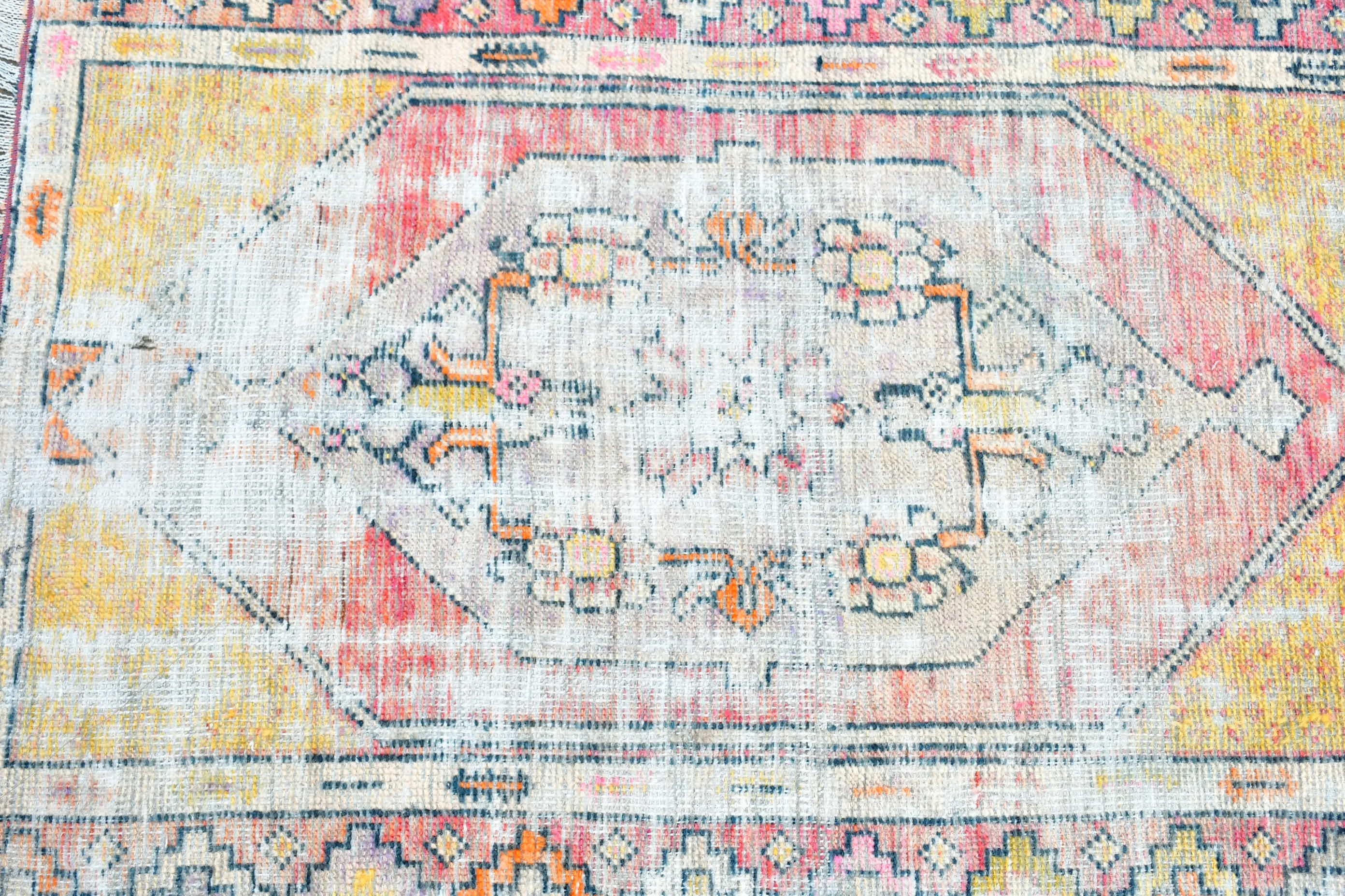 Türk Halısı, 2.5x3.3 ft Küçük Halı, Vintage Halılar, Kırmızı Ev Dekor Halıları, Sessiz Halı, Duvara Asılı Halı, Mutfak Halısı, Yün Halı