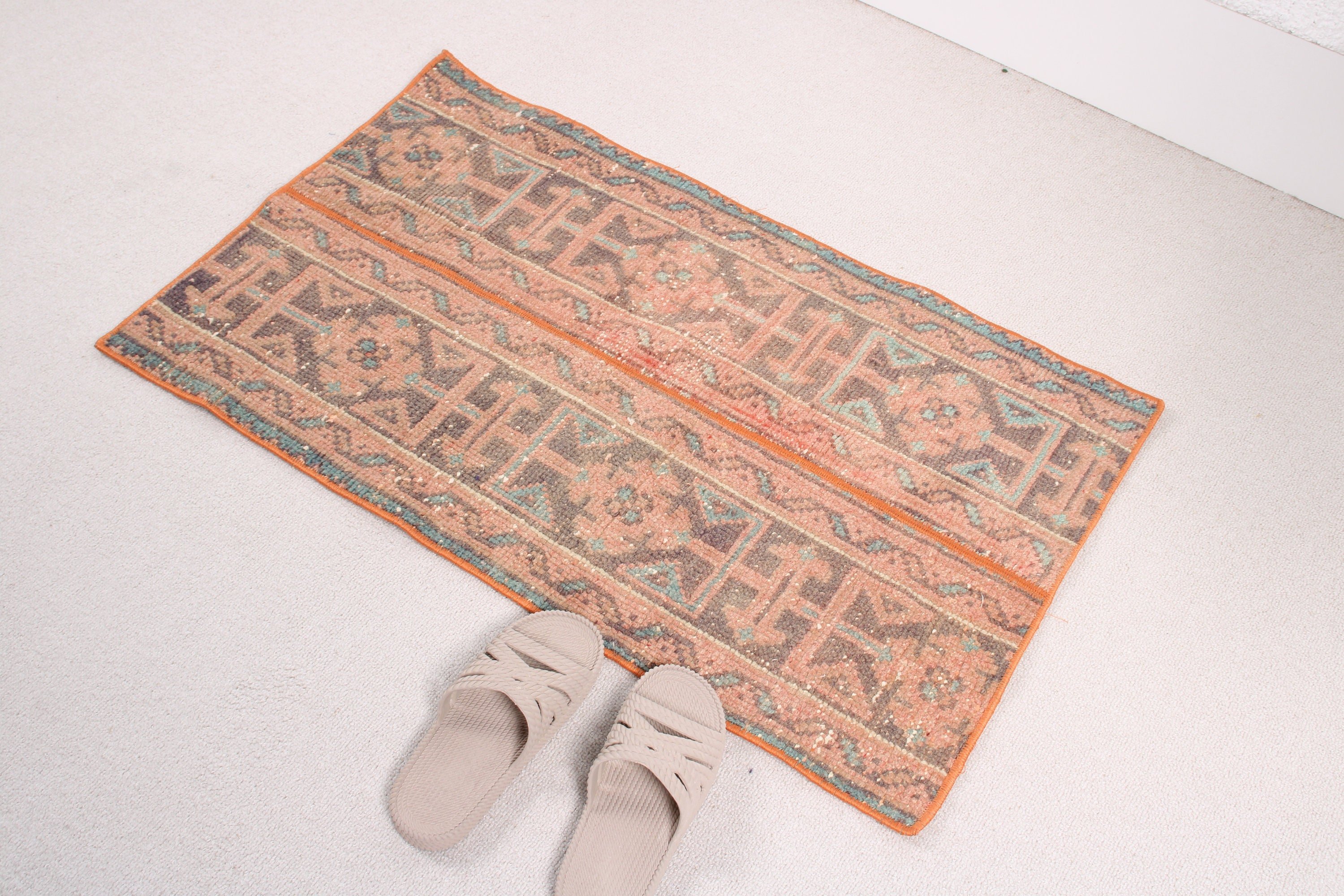 Oushak Rug, Bathroom Rug, Small Boho Rug, 1.9x3.1 ft Small Rugs, Vintage Rug, Anatolian Rugs, Organic Rug, Turkish Rug, Orange Cool Rug