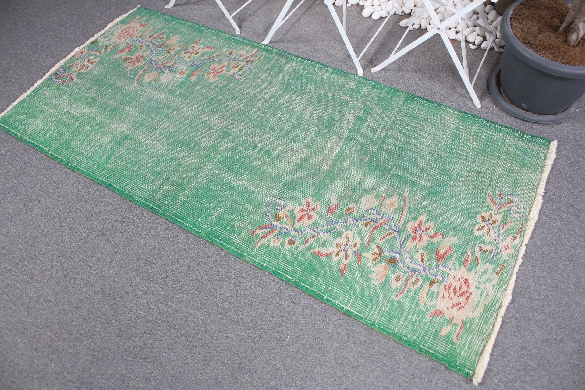 Green Kitchen Rug, Bedroom Rugs, Art Rugs, Vintage Rug, Turkish Rugs, Rugs for Kitchen, Oushak Rug, 2.9x6.2 ft Accent Rugs