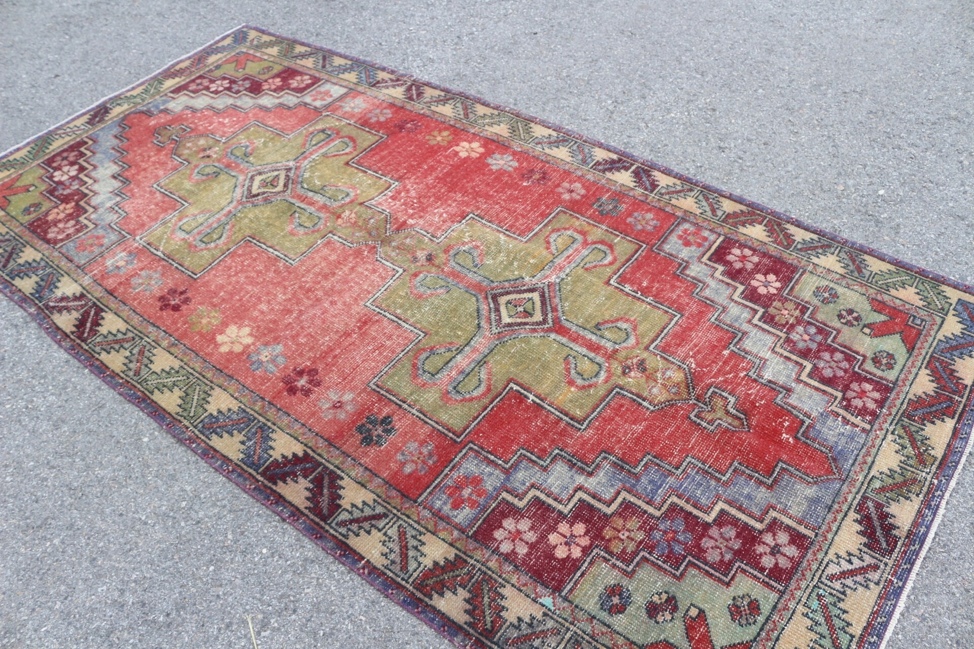 Bedroom Rugs, Nursery Rug, 4.4x8.8 ft Area Rug, Red Floor Rug, Turkish Rug, Rugs for Area, Nomadic Rugs, Wool Rug, Bright Rug, Vintage Rug