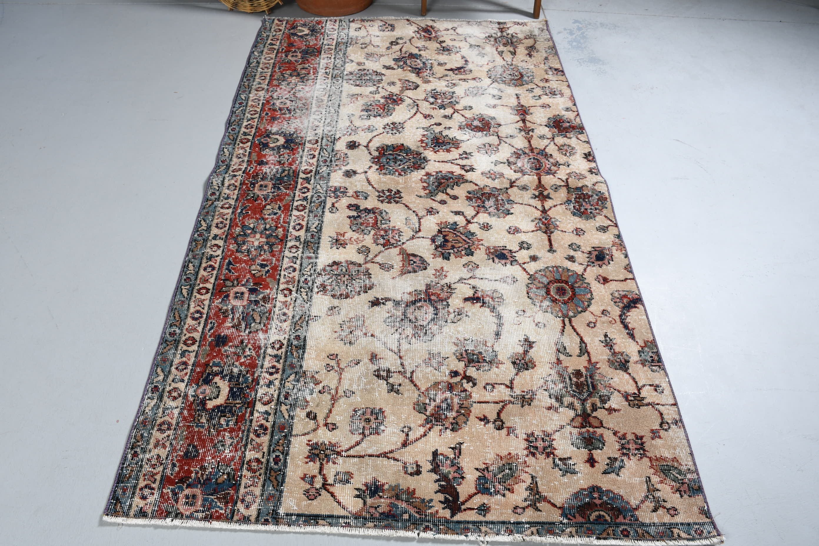 Yer Halıları, Yün Halılar, Vintage Halılar, Yatak Odası Halısı, Türk Halısı, 4.1x7.4 ft Alan Halıları, Mutfak Halıları, Oturma Odası Halısı, Kahverengi Soğuk Halı