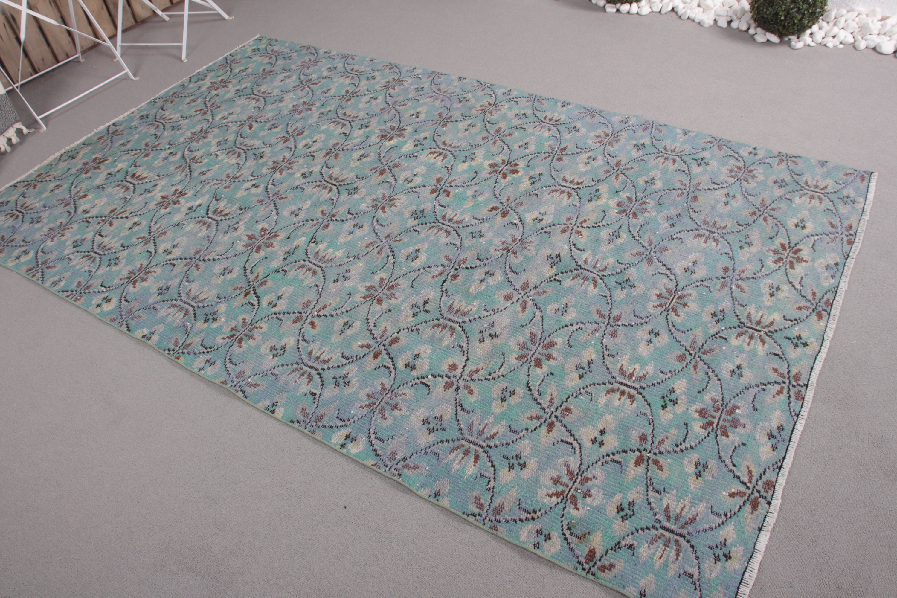 Outdoor Rug, Dining Room Rug, Floor Rugs, 4.9x8.1 ft Area Rug, Turkish Rug, Flatweave Rugs, Neutral Rugs, Blue Geometric Rug, Vintage Rugs