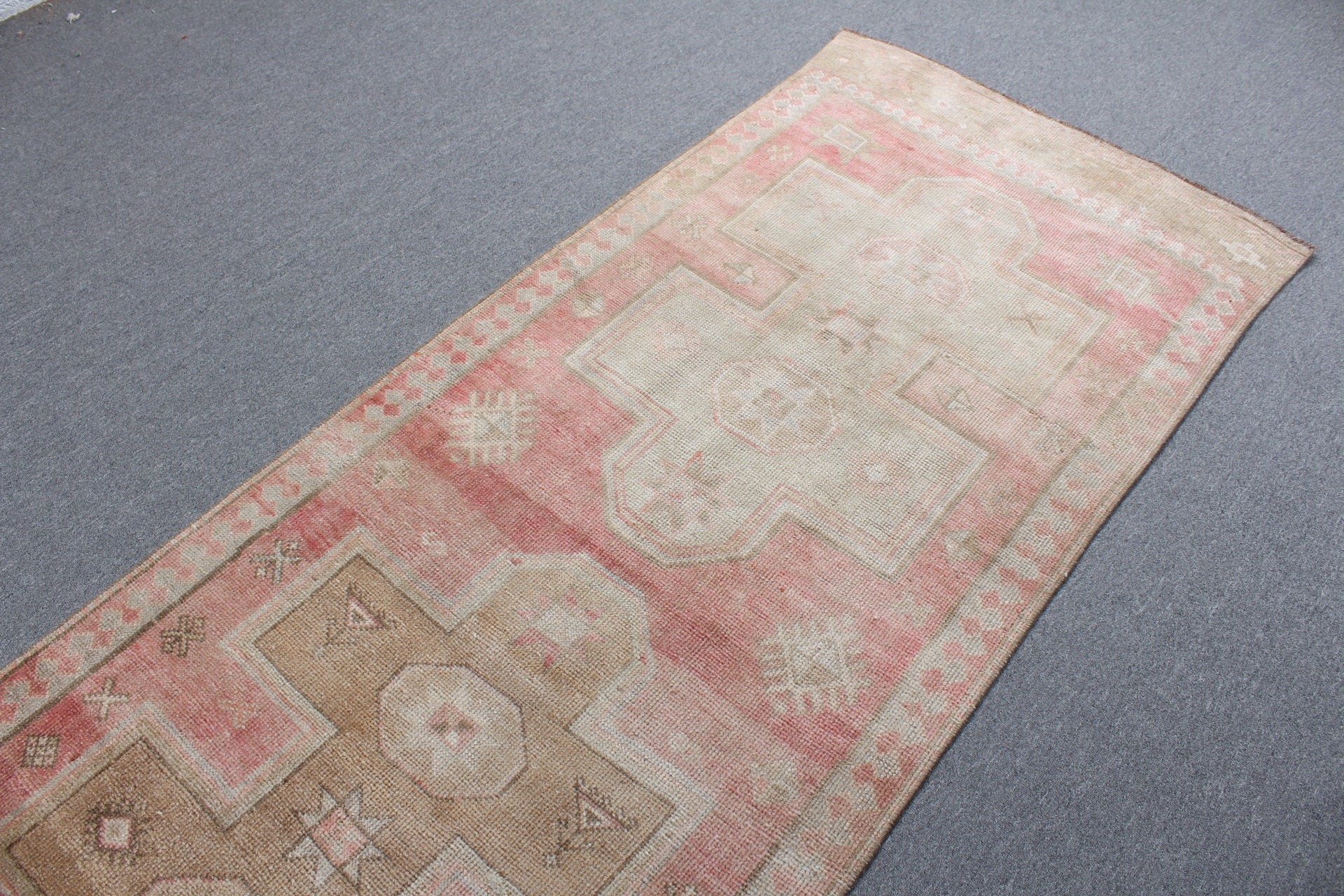 Vintage Halı, Ev Dekorasyonu Halısı, Türk Halıları, Göçebe Halısı, Koridor Halıları, Pembe Fas Halısı, 3.3x11.3 ft Koşucu Halıları, Merdiven Halıları