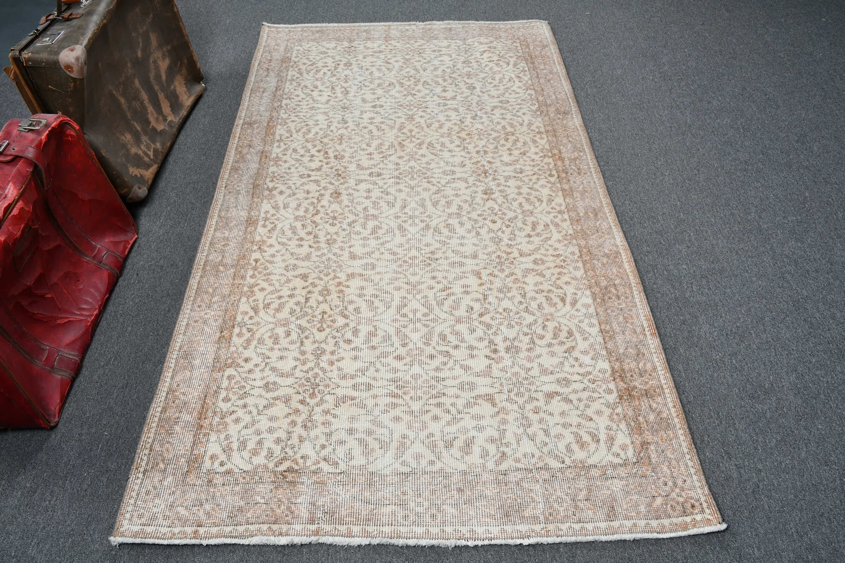 Antique Rug, Turkish Rugs, 3.8x6.8 ft Area Rugs, Nursery Rugs, Vintage Rug, Kitchen Rugs, Rugs for Indoor, Beige Wool Rugs