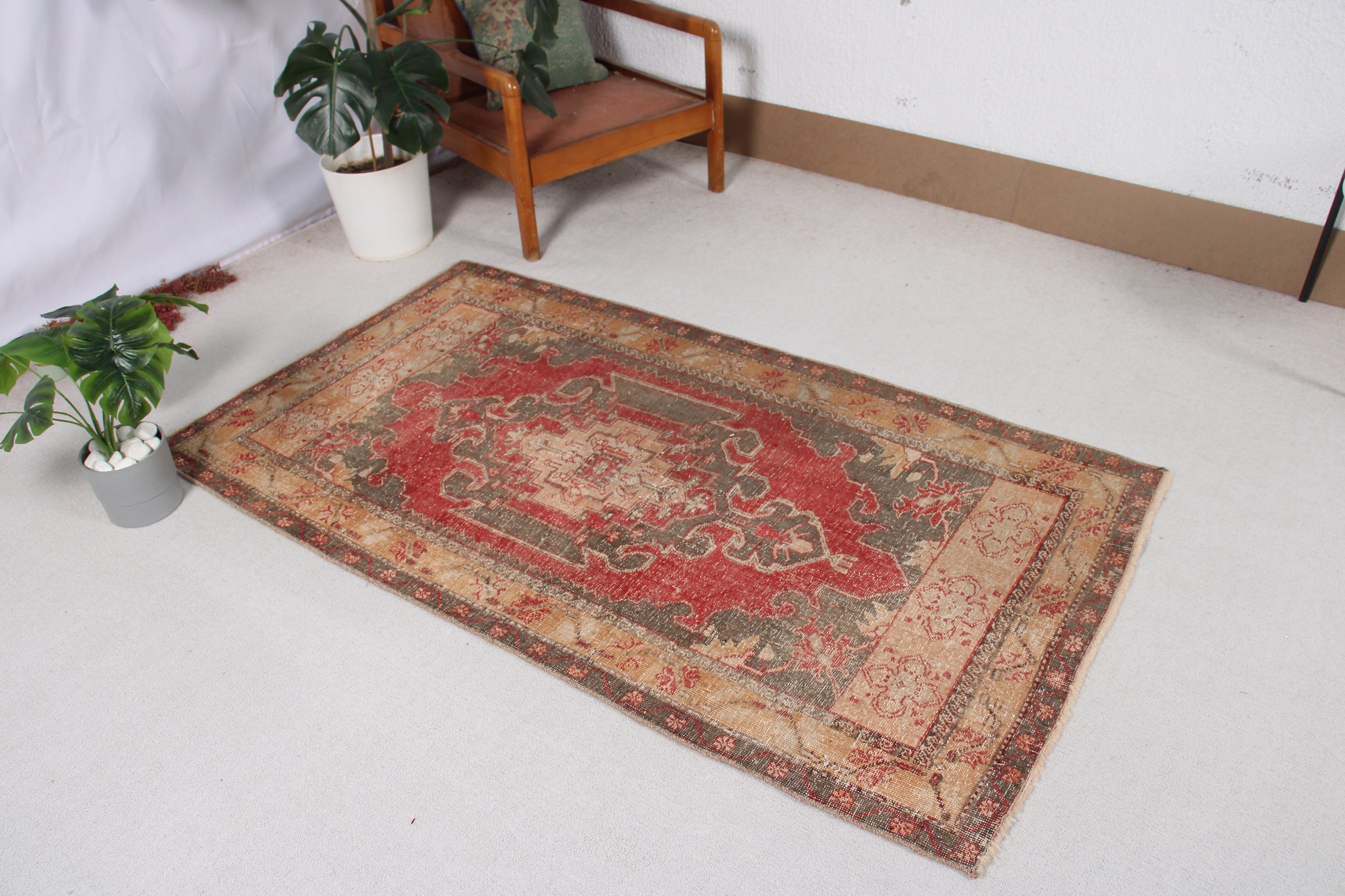 Turkish Rugs, Bedroom Rug, Red Luxury Rugs, Statement Rug, Vintage Rug, Entry Rug, Boho Rugs, 3.3x6.1 ft Accent Rug, Rugs for Entry