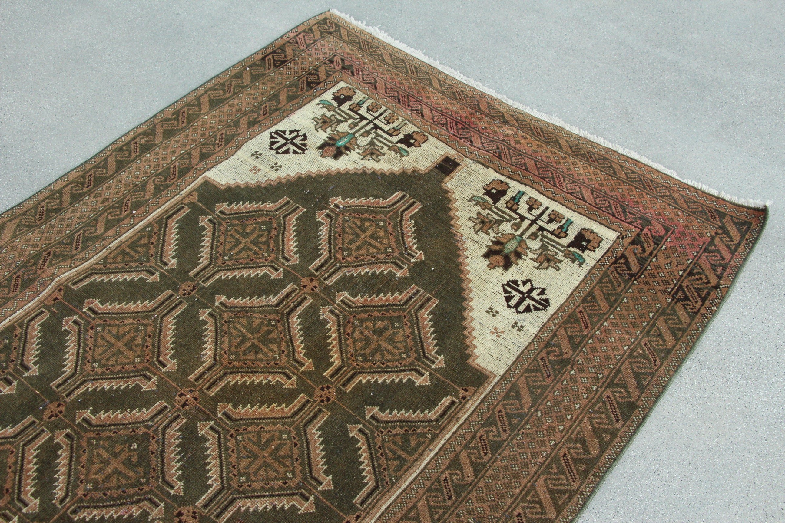 3.7x6.3 ft Accent Rug, Turkish Rug, Bedroom Rug, Cool Rugs, Rugs for Bedroom, Vintage Rugs, Brown Oushak Rug, Entry Rugs