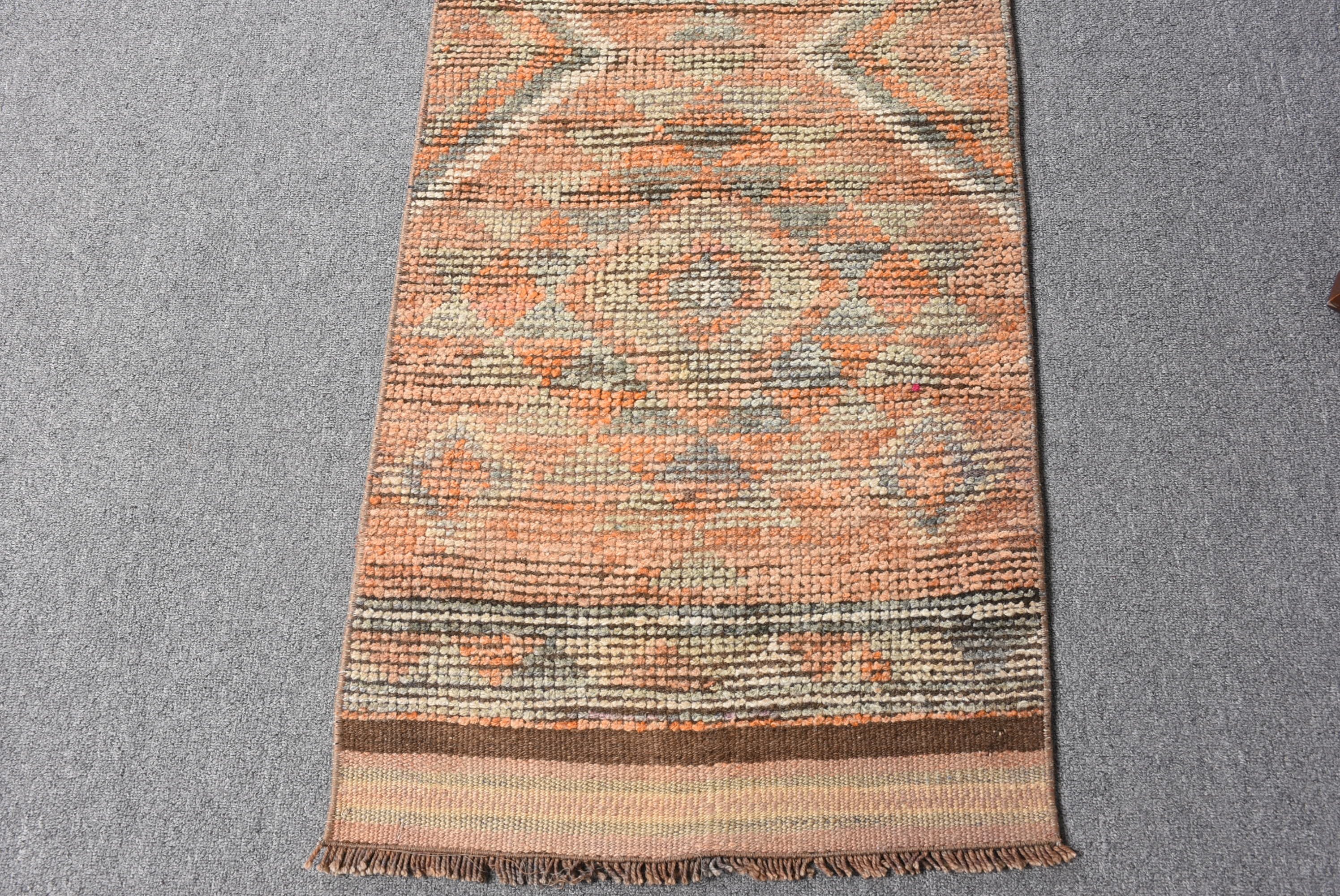 Vintage Rug, Dorm Rug, Corridor Rugs, 1.7x11.1 ft Runner Rug, Turkish Rugs, Home Decor Rug, Blue Wool Rug, Kitchen Rug