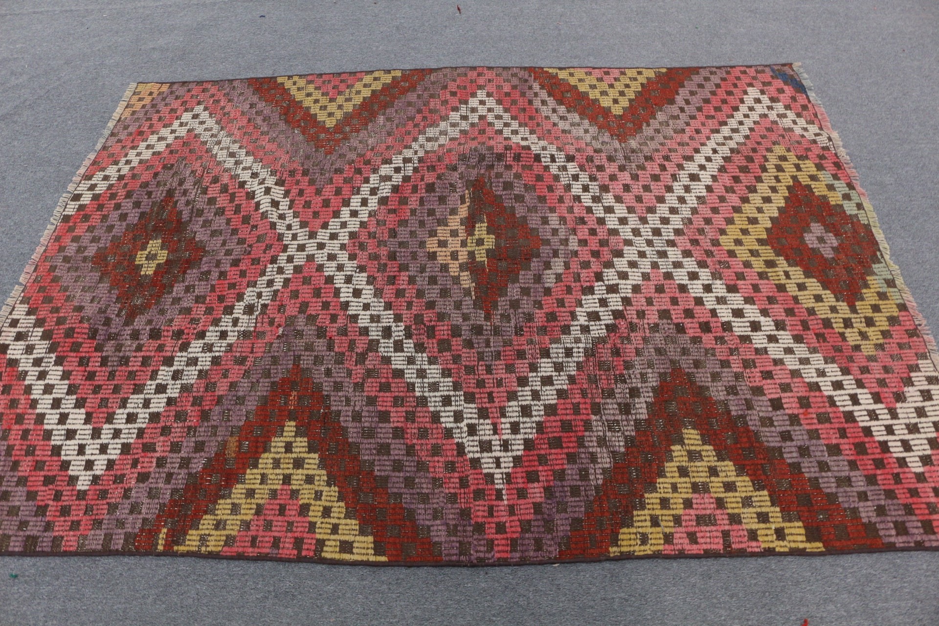 Yün Halılar, Türk Halıları, Çocuk Odası Halıları, Kilim, 4,4x6,3 ft Alan Halıları, Sessiz Halılar, Vintage Halı, Çocuk Odası Halısı, Ev Dekorasyonu Halısı, Kırmızı Soğuk Halı