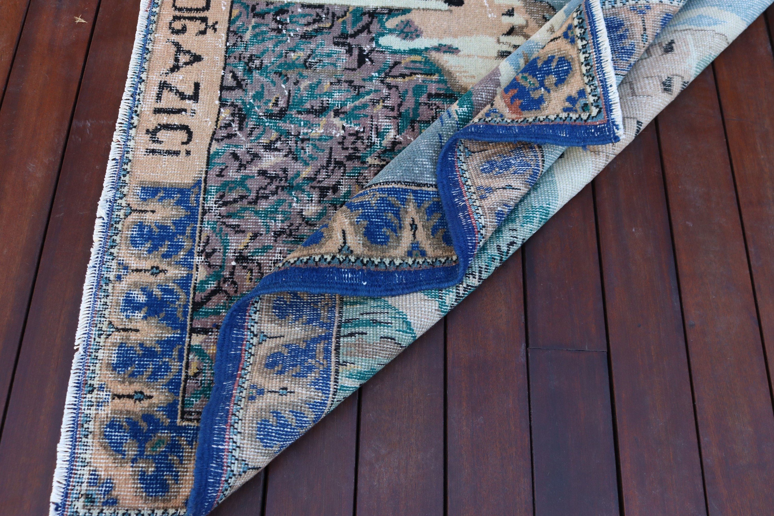 Vintage Rug, Oushak Rugs, 4.9x3.4 ft Accent Rugs, Kitchen Rug, Bedroom Rugs, Turkish Rugs, Vintage Accent Rugs, Blue Statement Rugs