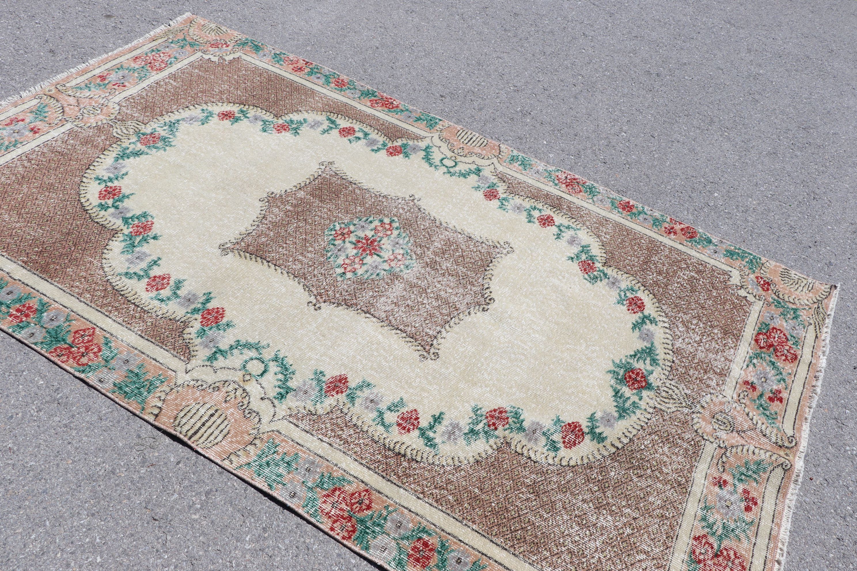 Dining Room Rug, 4.6x7.9 ft Area Rug, Indoor Rug, Brown Wool Rugs, Pastel Rug, Turkish Rug, Home Decor Rug, Vintage Rug, Anatolian Rugs